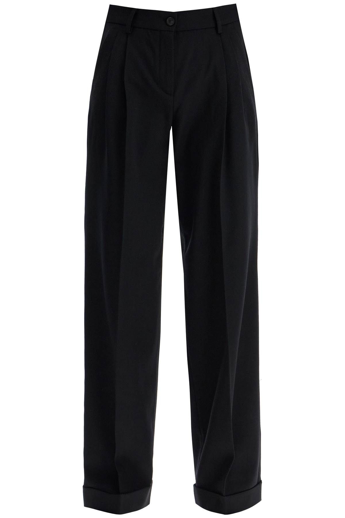 Shop Pinko Twill Wide-leg Trousers In Pal In Black