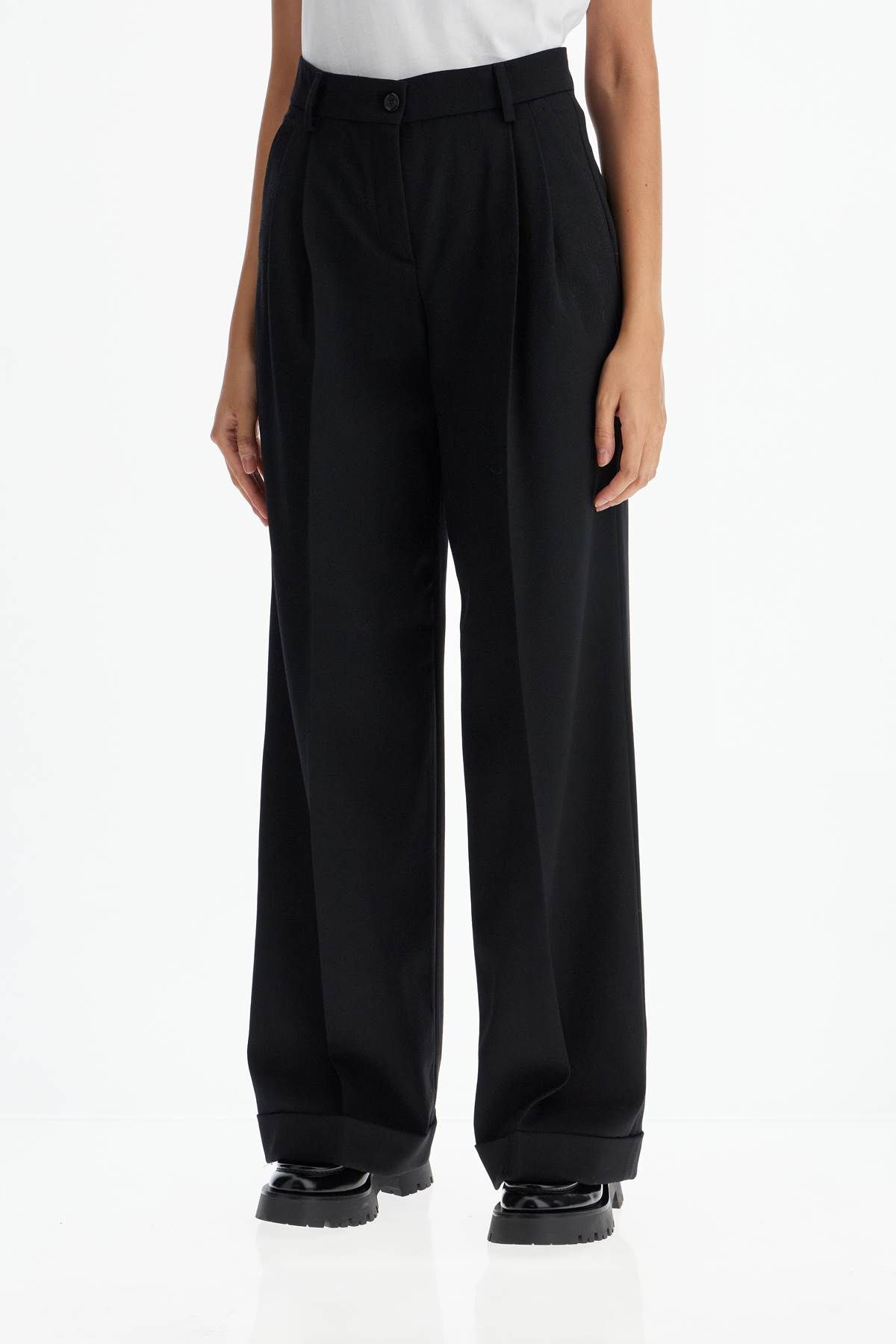 Shop Pinko Twill Wide-leg Trousers In Pal In Black