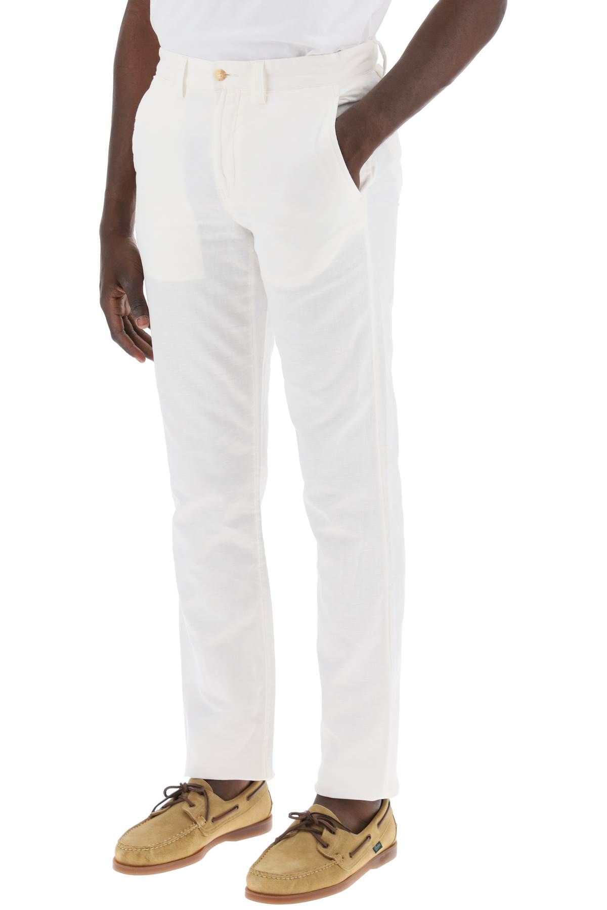 Shop Polo Ralph Lauren Lightweight Linen And Cotton Trousers In White