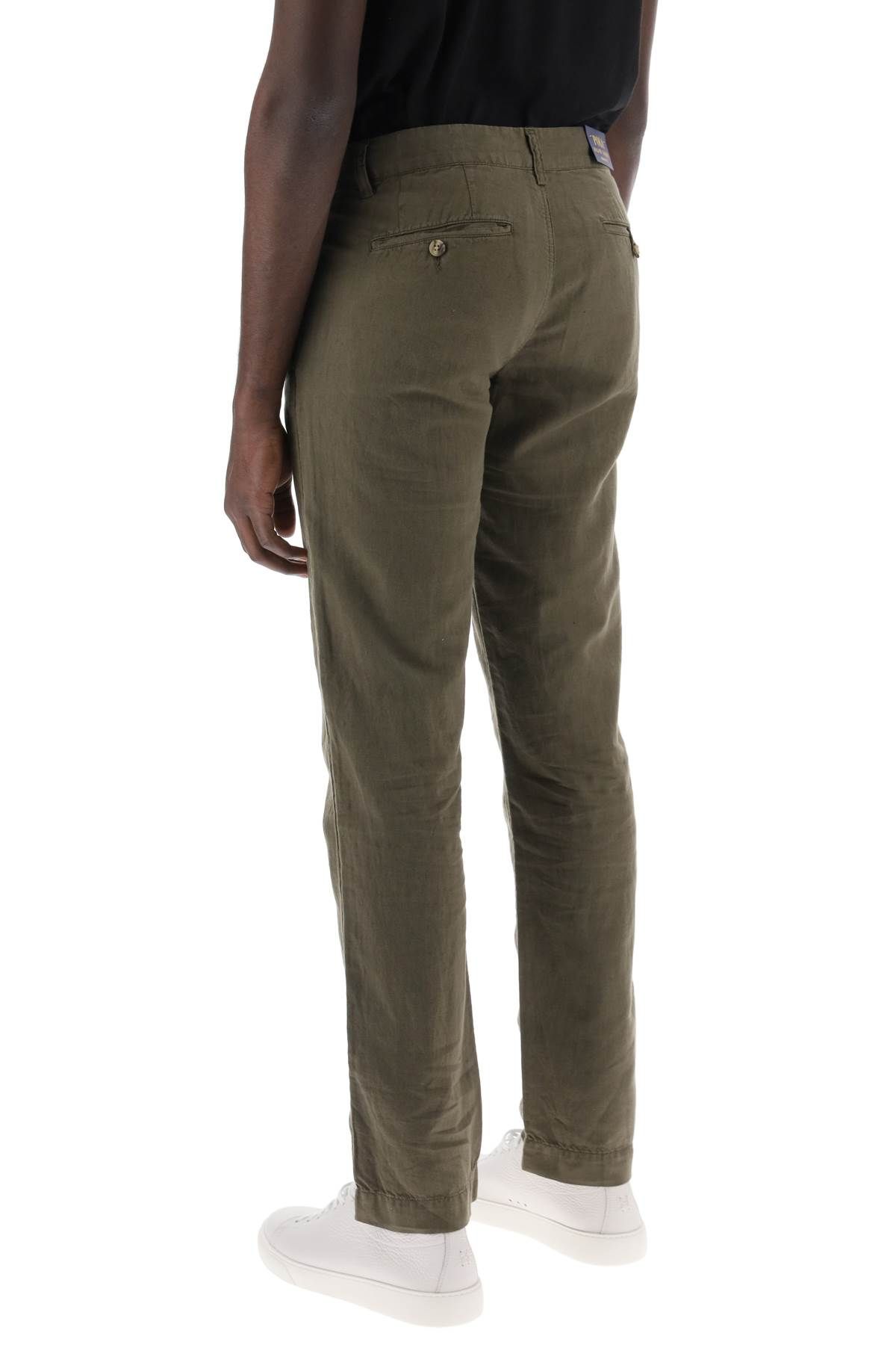 Shop Polo Ralph Lauren Linen And Cotton Blend Pants For In Green,khaki
