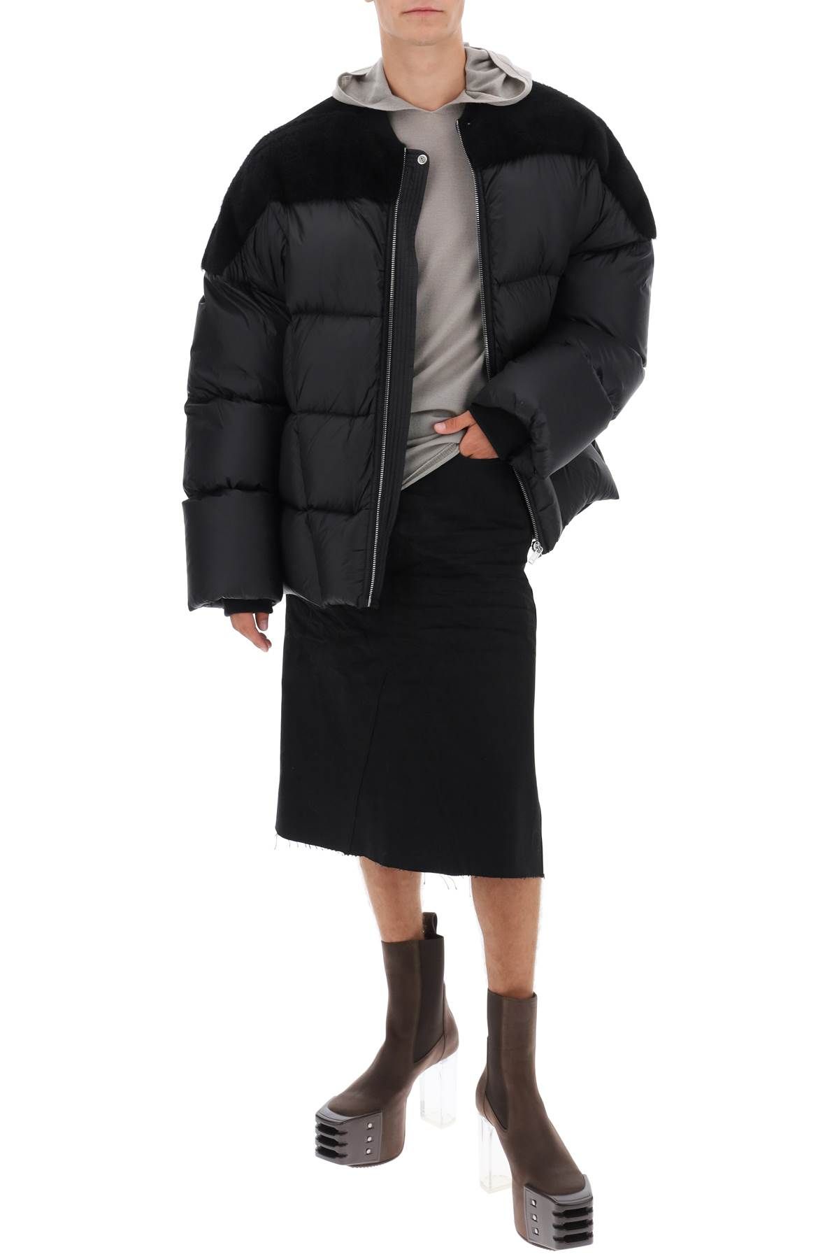 Shop Rick Owens Midi Denim Skirt In Black