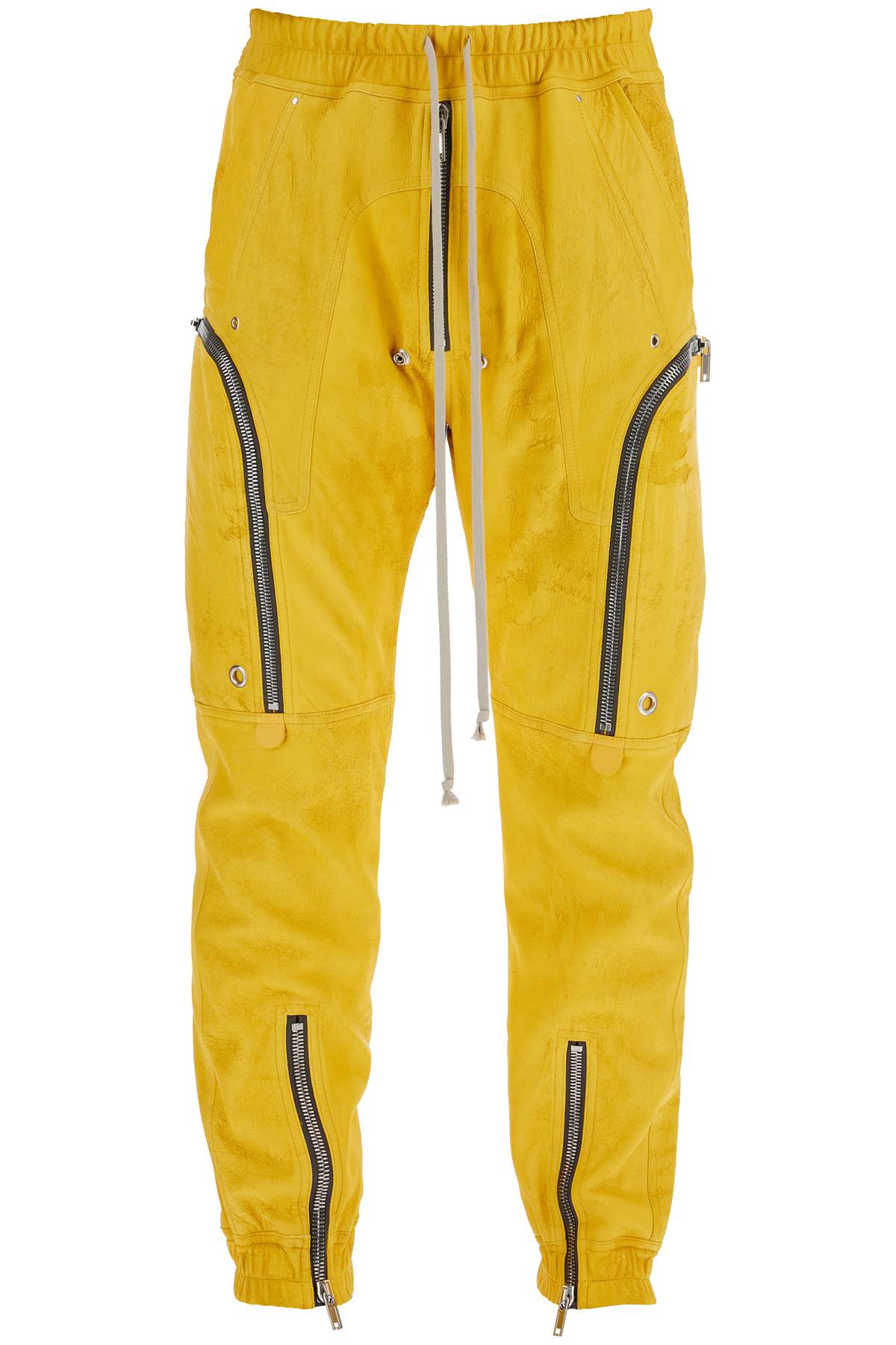 Shop Rick Owens Bauhaus Leather Cargo Pants For In Yellow