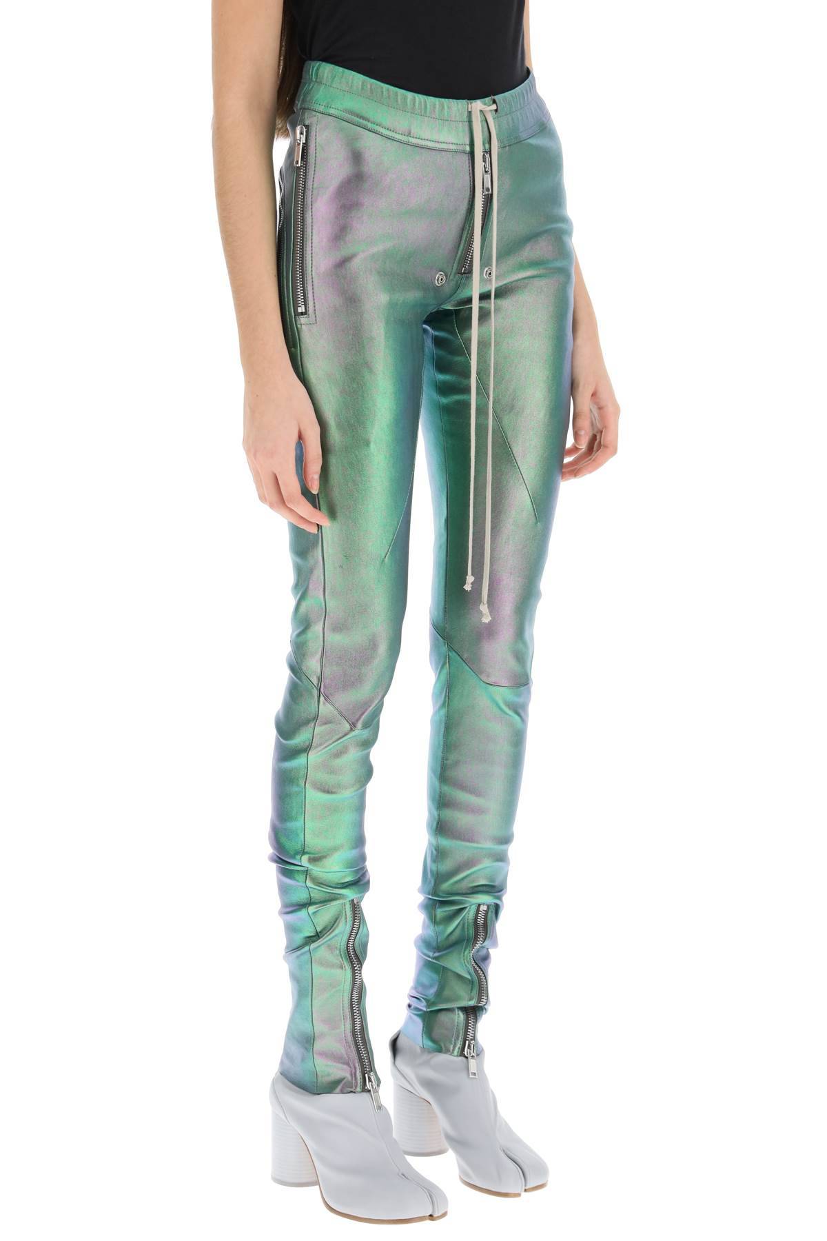 Shop Rick Owens 'gary' Iridescent Leather Pants In Green,purple,metallic