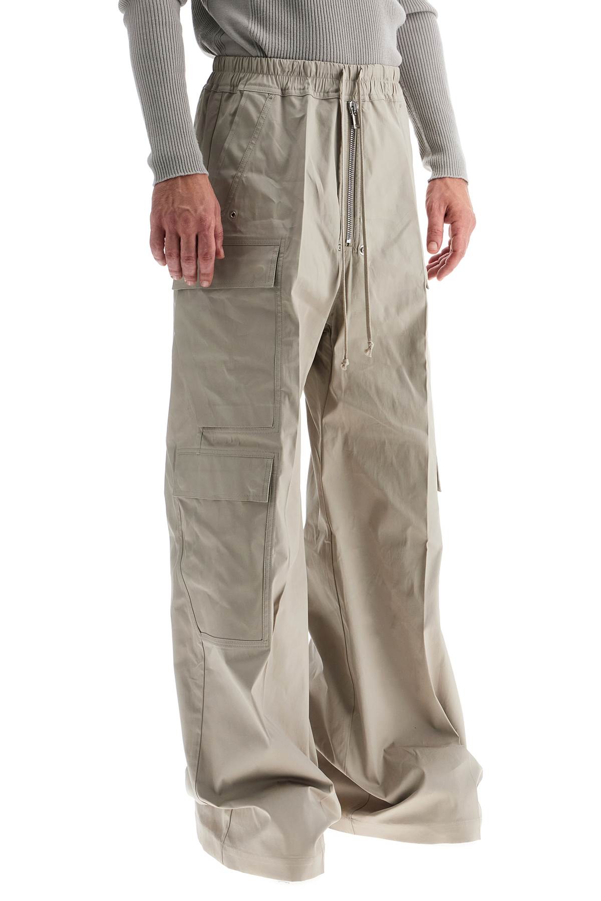 Shop Rick Owens Heavy Poplin Cargo Pants With Belas In Grey