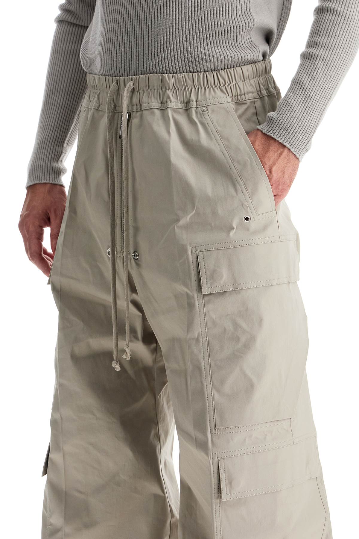 Shop Rick Owens Heavy Poplin Cargo Pants With Belas In Grey