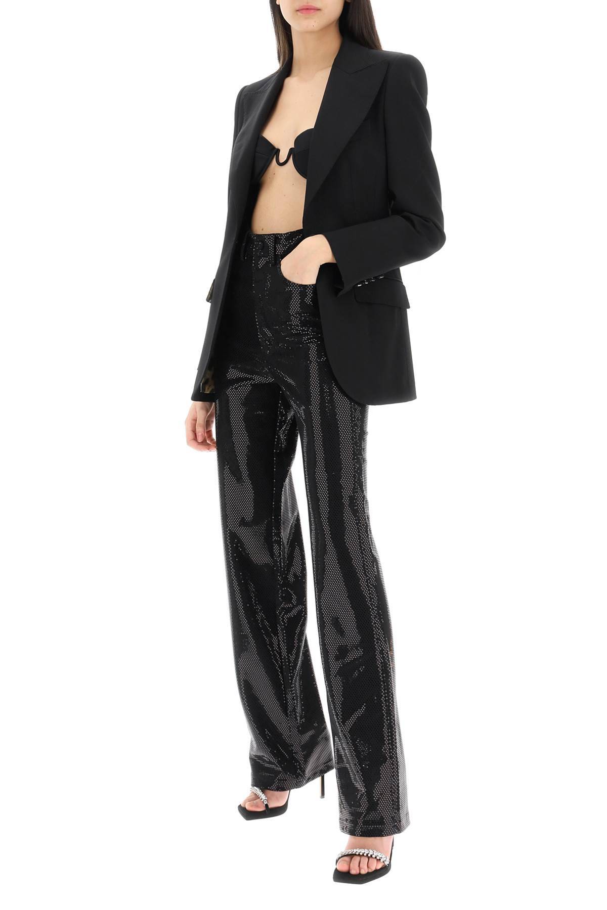 Shop Rotate Birger Christensen 'rotana' Foil Jersey Pants In Black