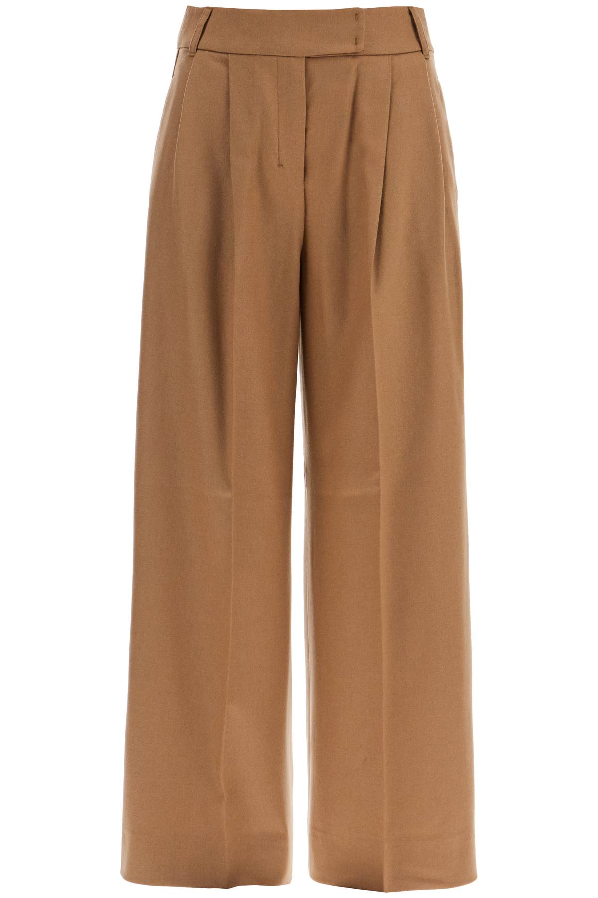 Shop 's Max Mara Wide Flannel Trousers For Comfortable In Beige