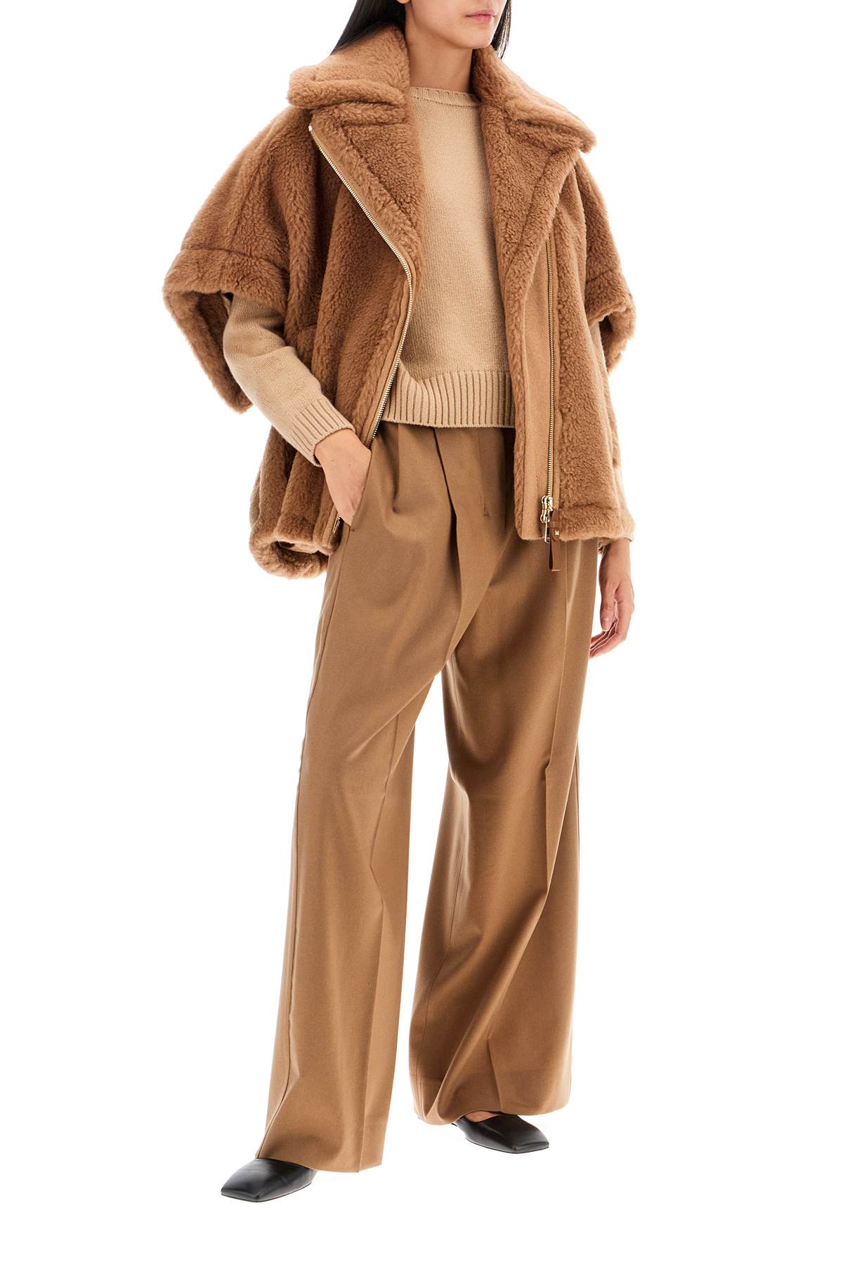 Shop 's Max Mara Wide Flannel Trousers For Comfortable In Beige