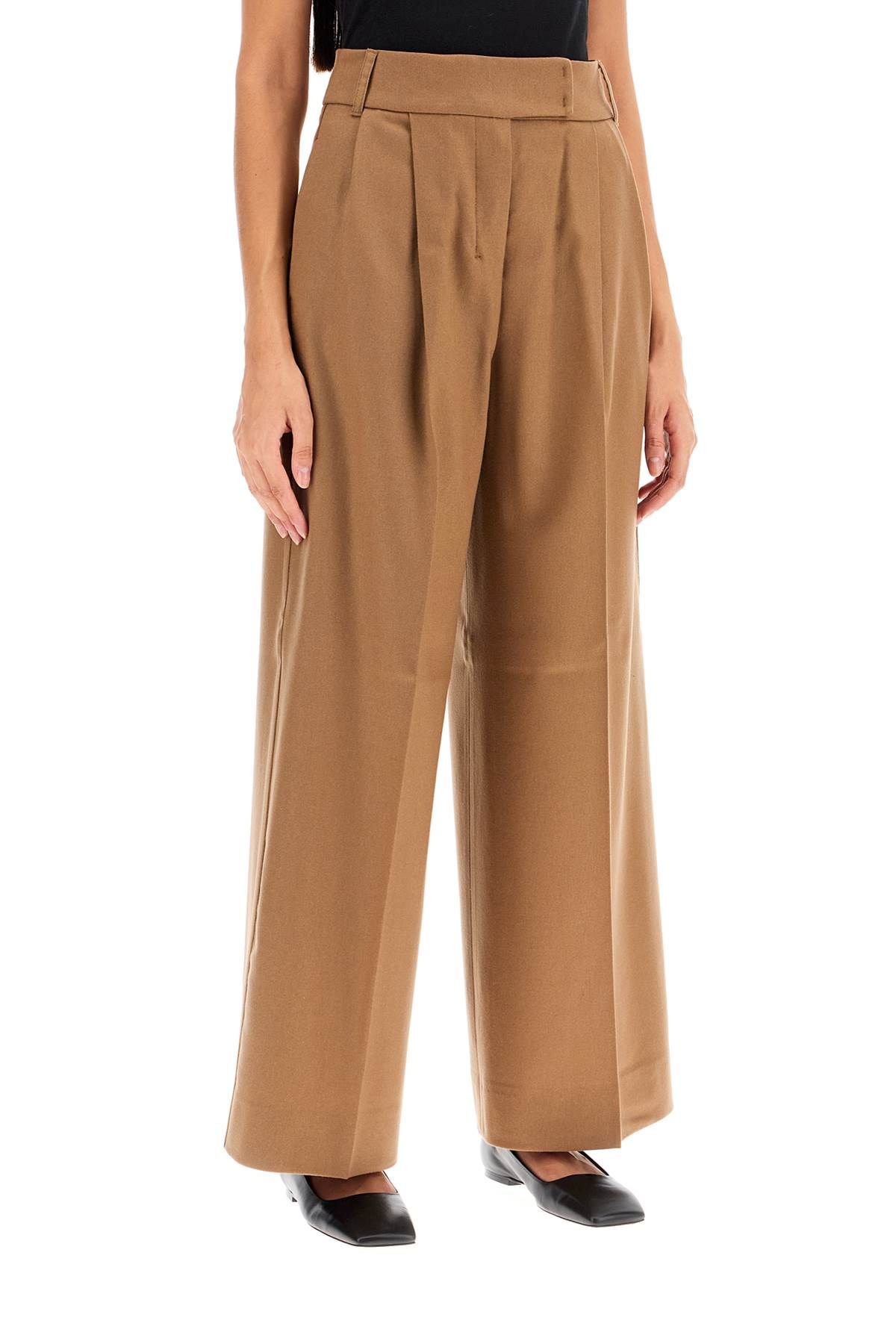 Shop 's Max Mara Wide Flannel Trousers For Comfortable In Beige