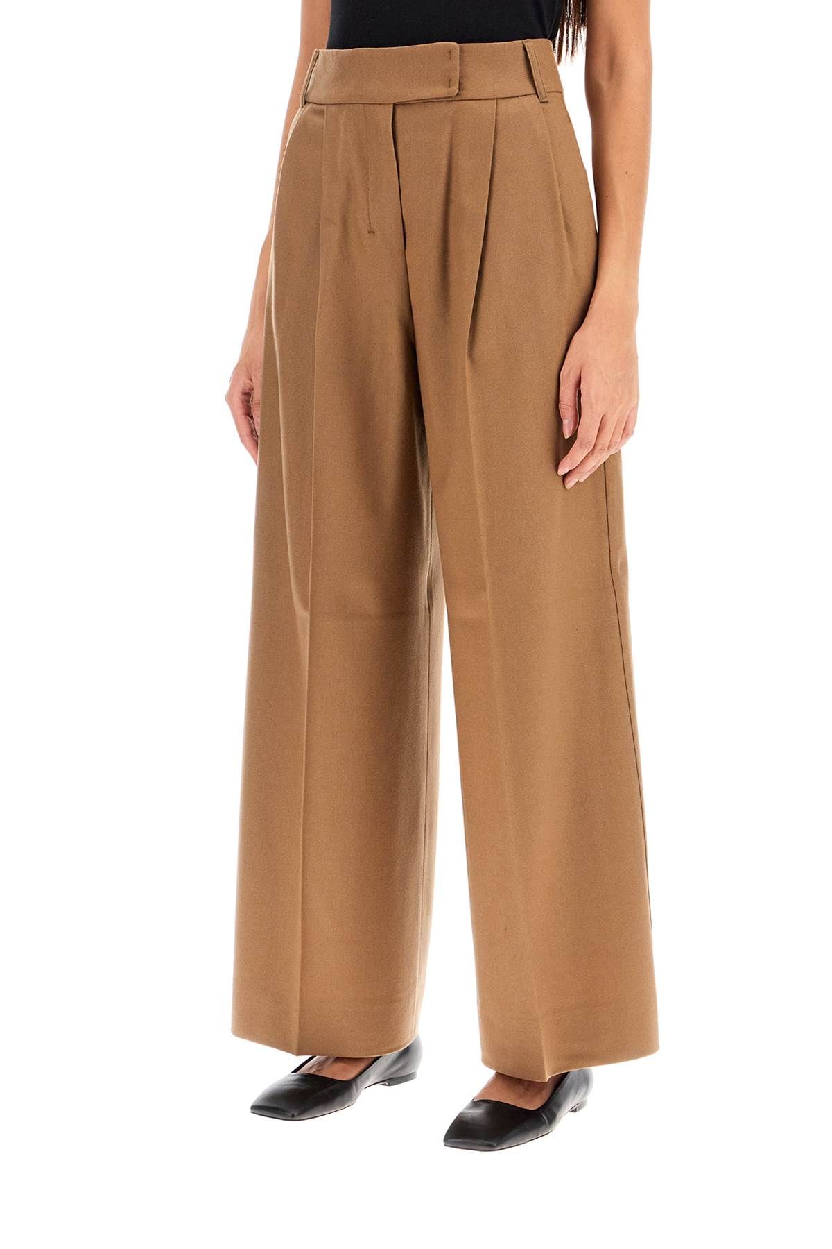 Shop 's Max Mara Wide Flannel Trousers For Comfortable In Beige