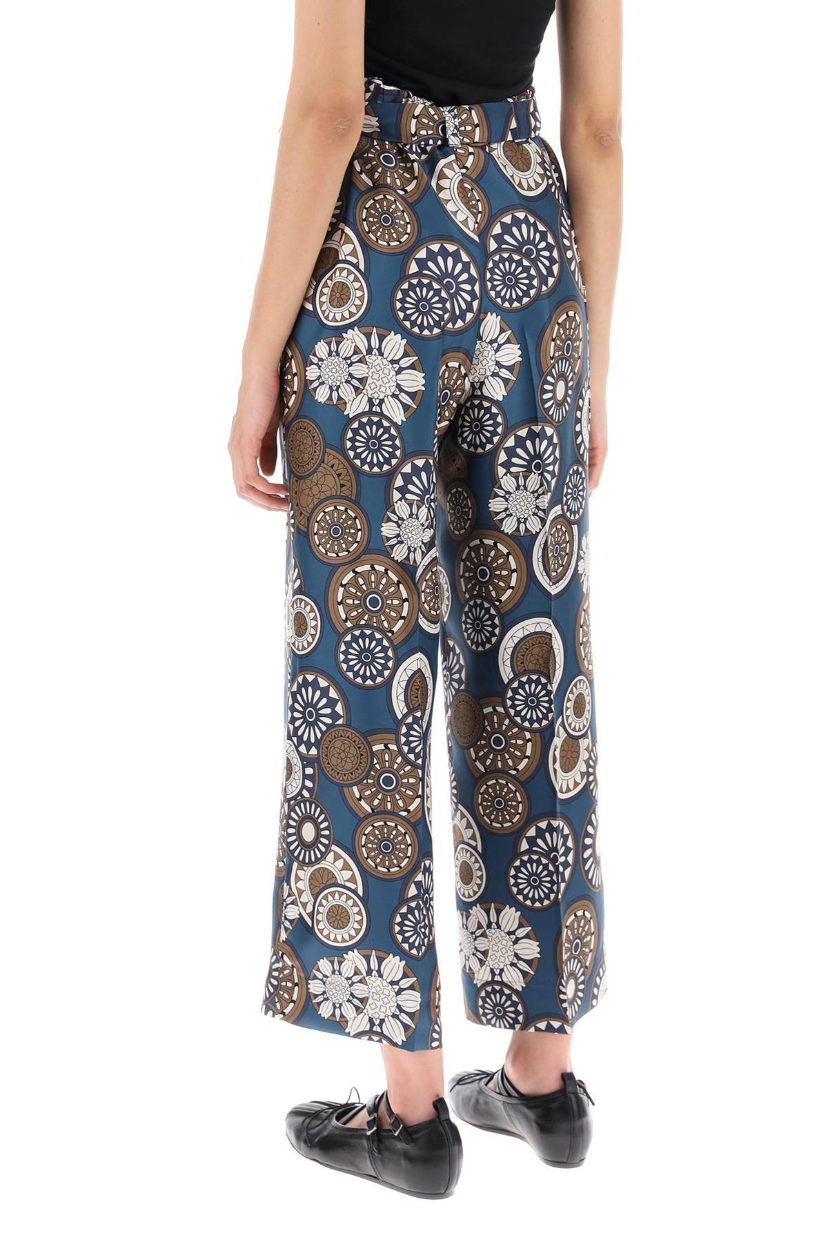 Shop 's Max Mara 'timeb' Cropped Pants In Printed Silk Twill In Blue,white,brown