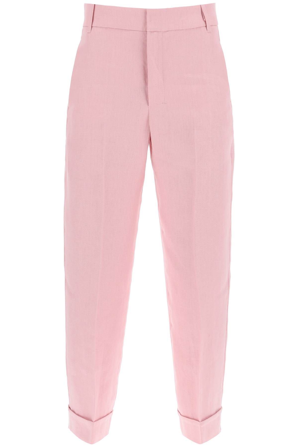 's Max Mara 'linen Cigarette Trousers In 'salix In Pink