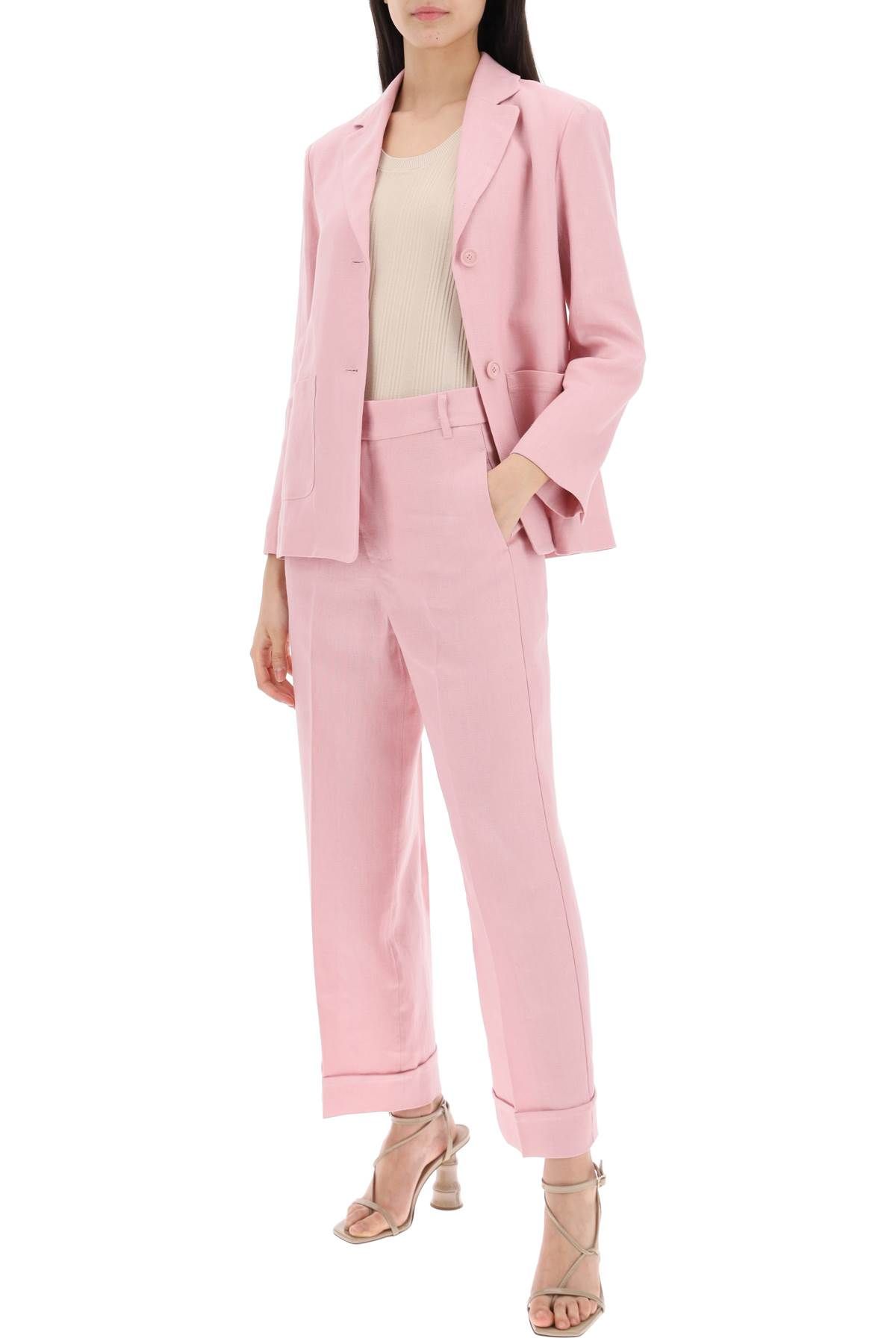 Shop 's Max Mara 'linen Cigarette Pants In 'salix In Pink