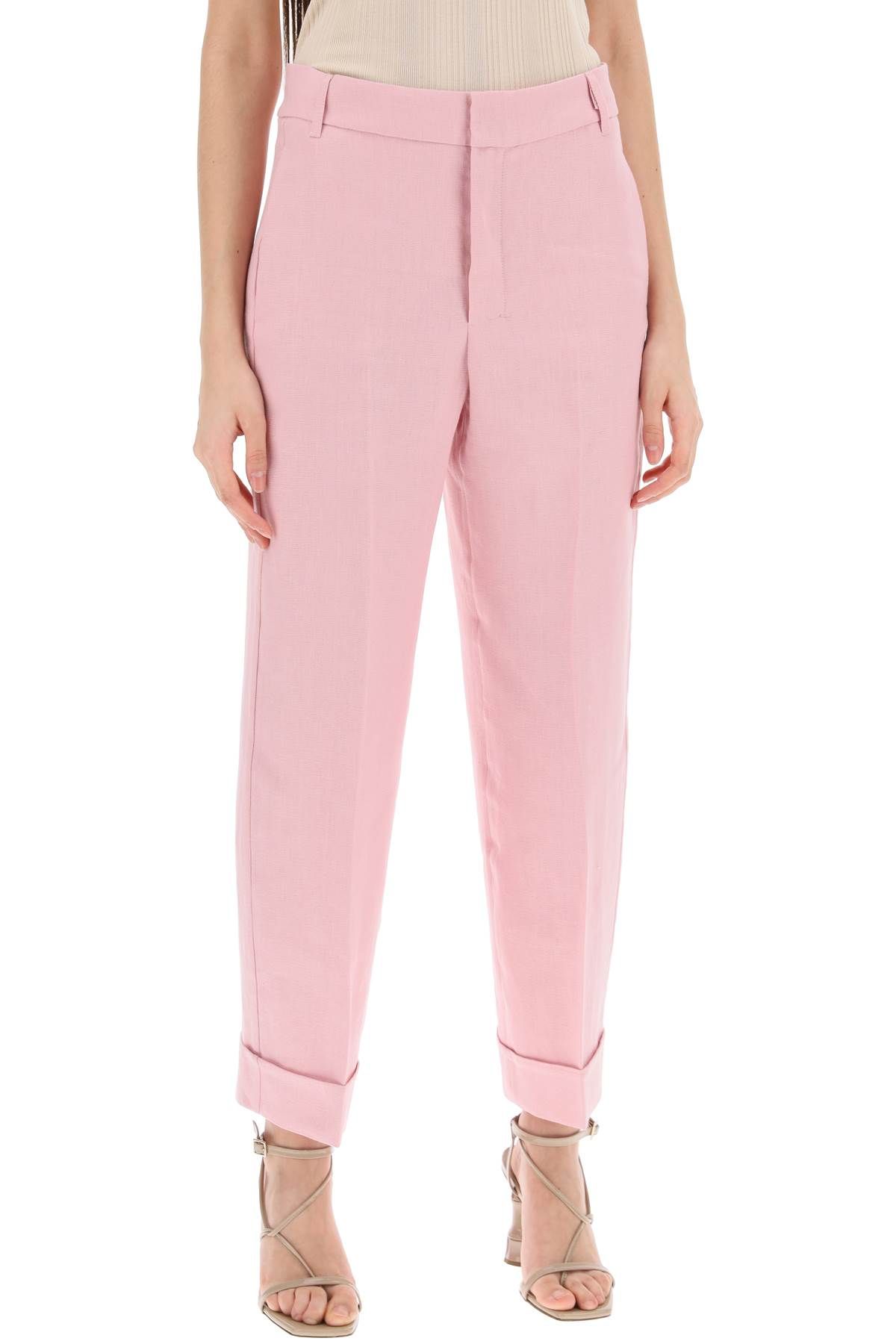 Shop 's Max Mara 'linen Cigarette Pants In 'salix In Pink