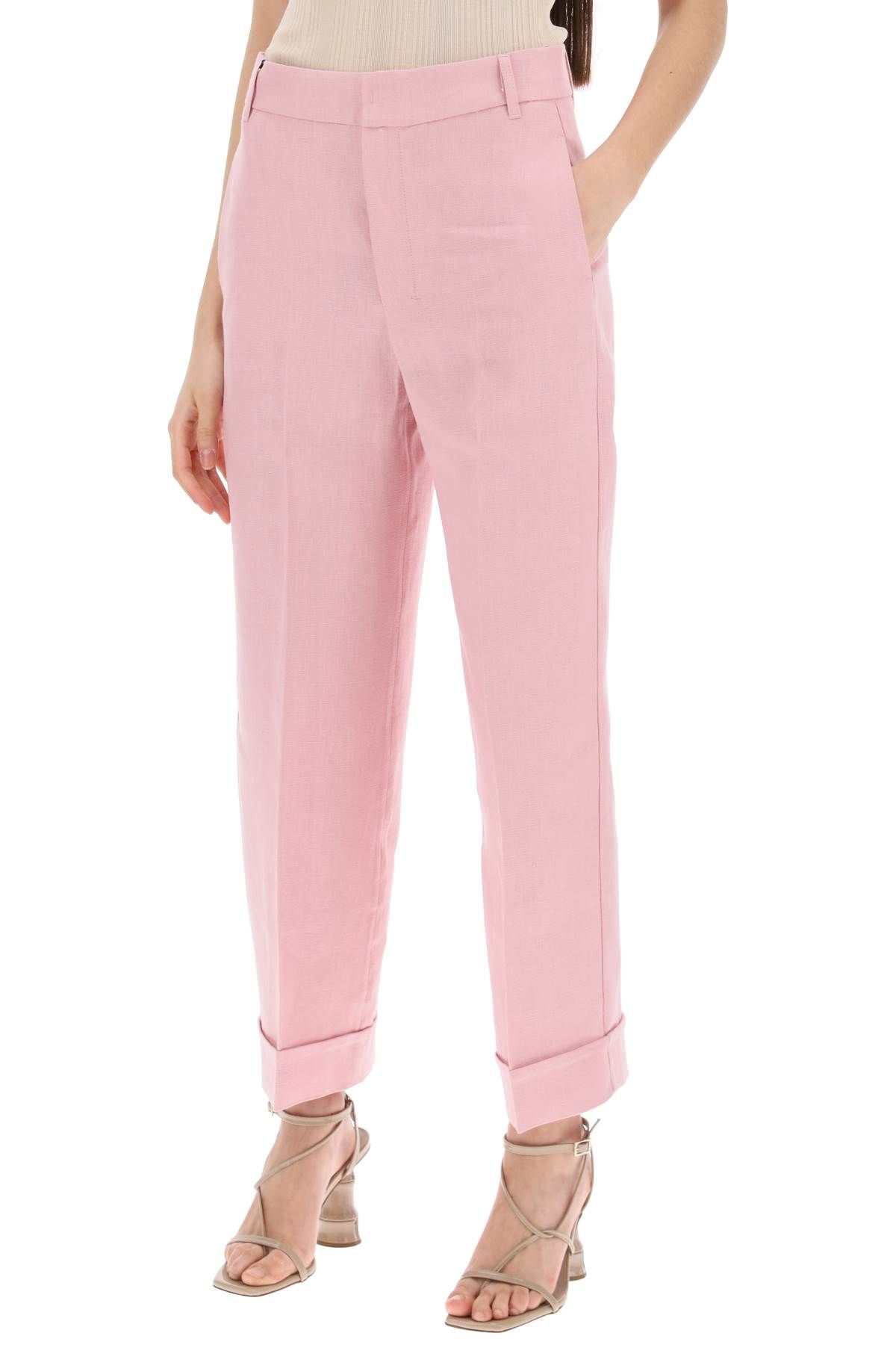 Shop 's Max Mara 'linen Cigarette Pants In 'salix In Pink