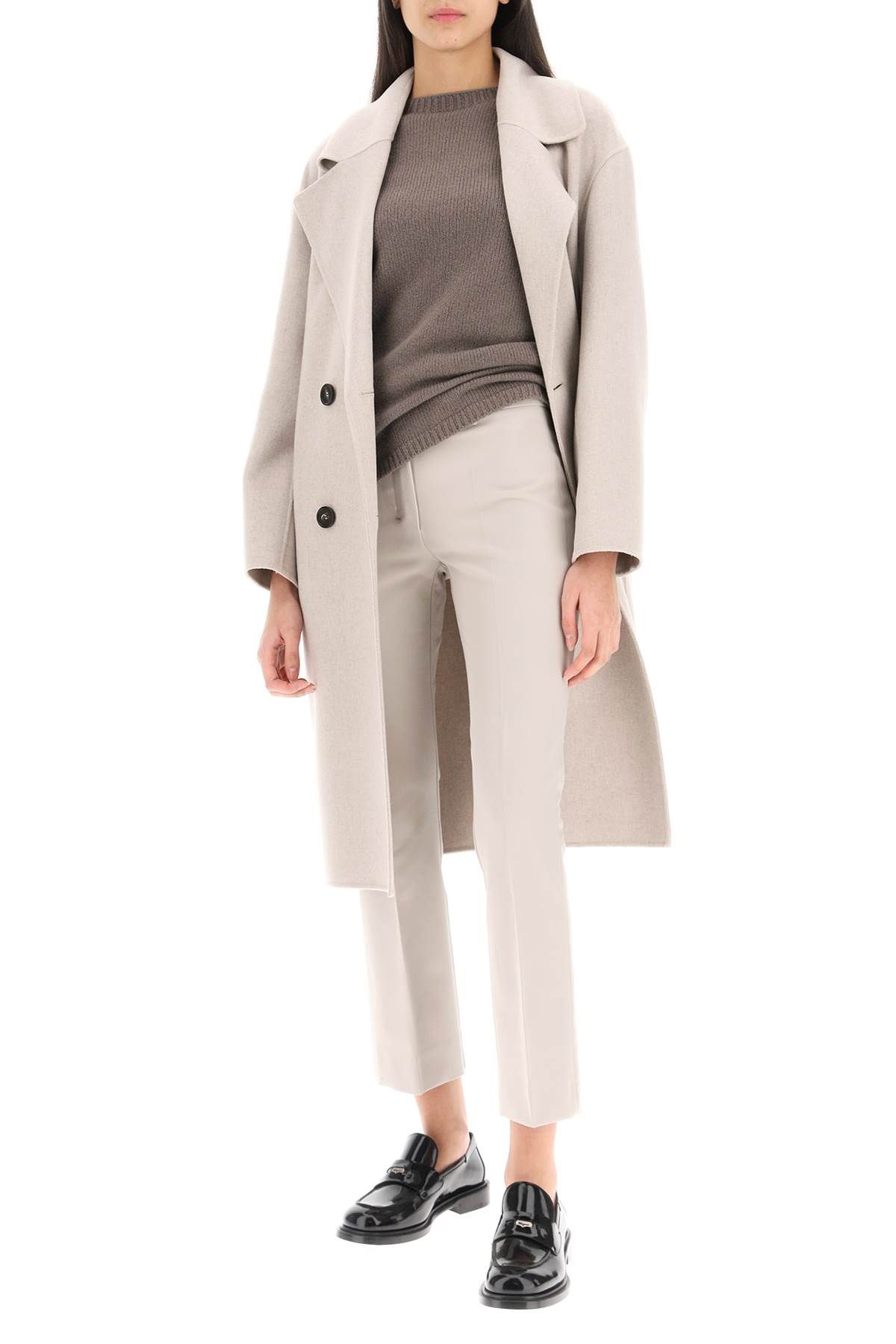 Shop 's Max Mara Cotton &amp; Viscose Trousers In Grey