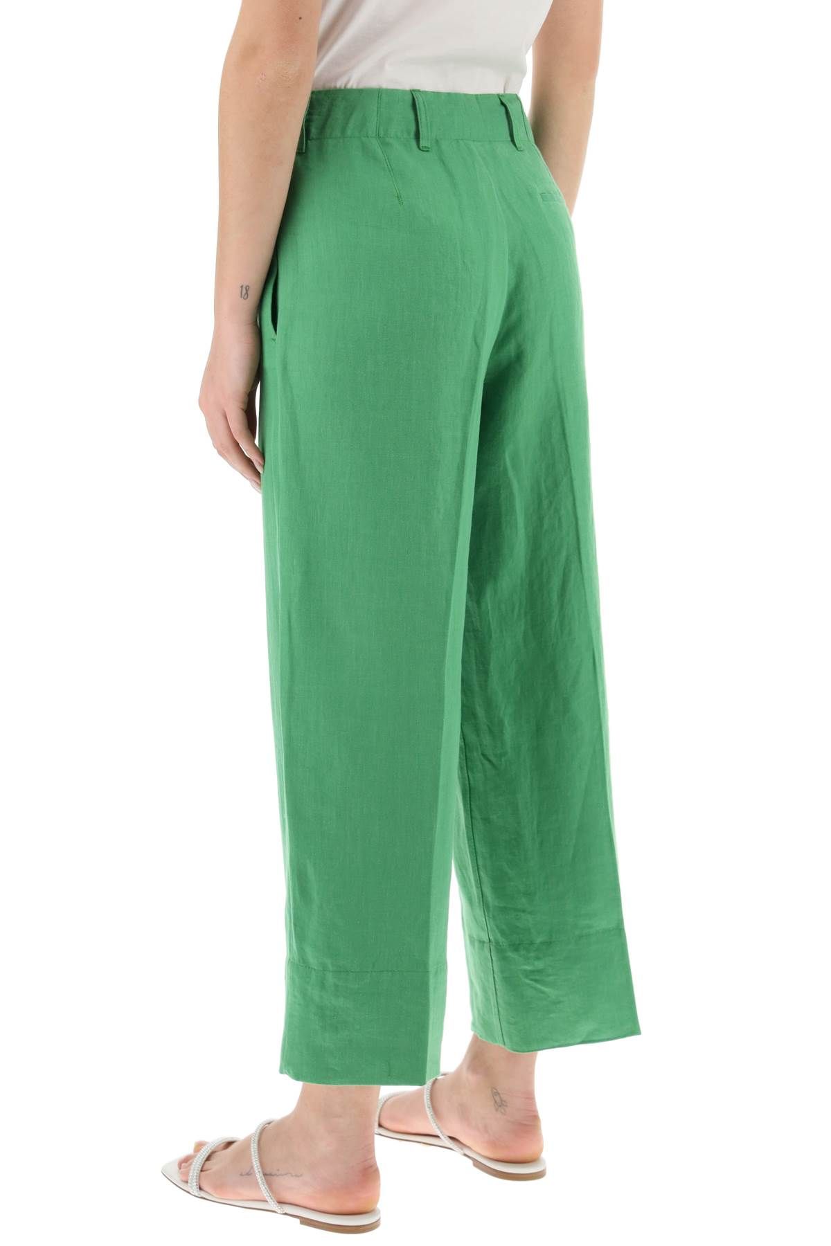Shop 's Max Mara 'rebecca' Cropped Linen Pants In Green