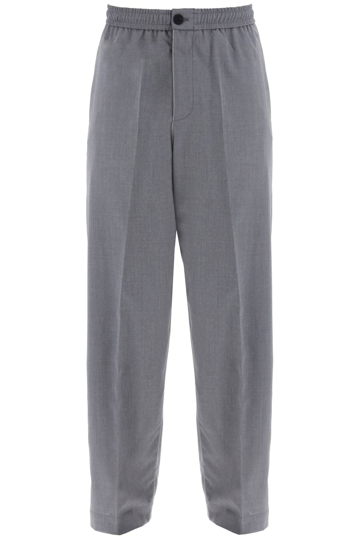 Shop Ferragamo Lightweight Virgin Wool Tailored Trousers In Canvas Fabric In Grey