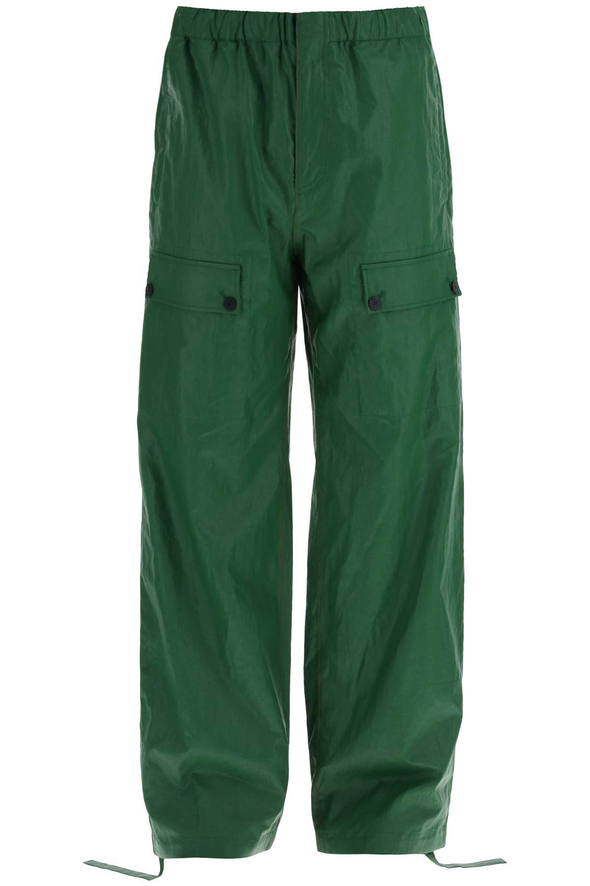 Ferragamo Linen Coated Pants For Men In Green