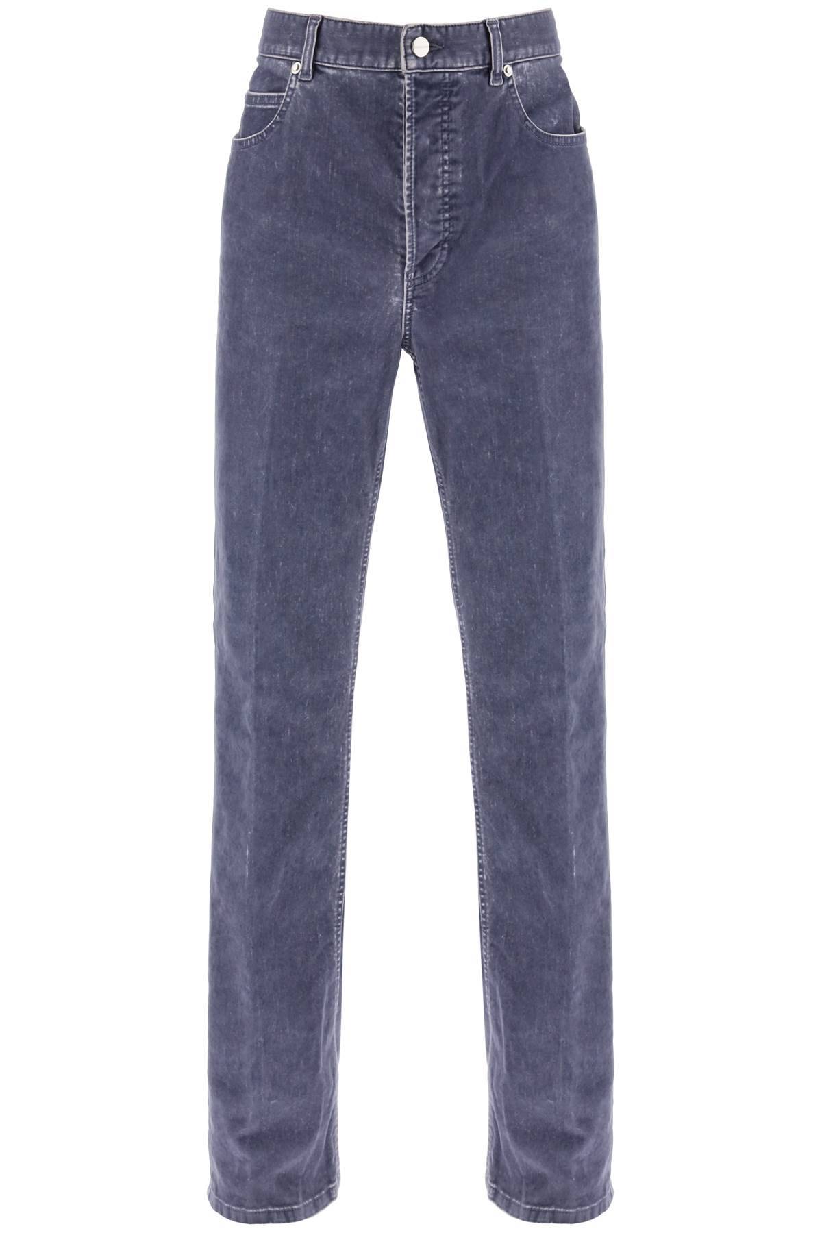 Ferragamo Velvet Five-pocket Pants In Light Blue