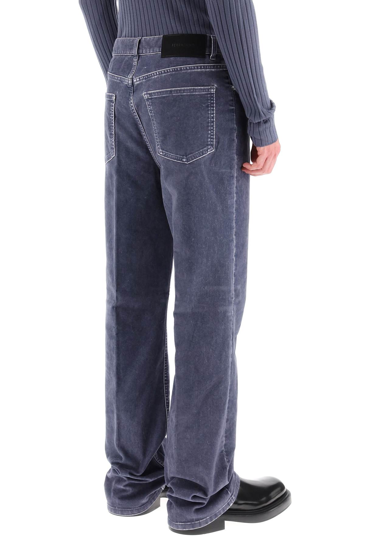 Shop Ferragamo Velvet Five-pocket Pants In Light Blue