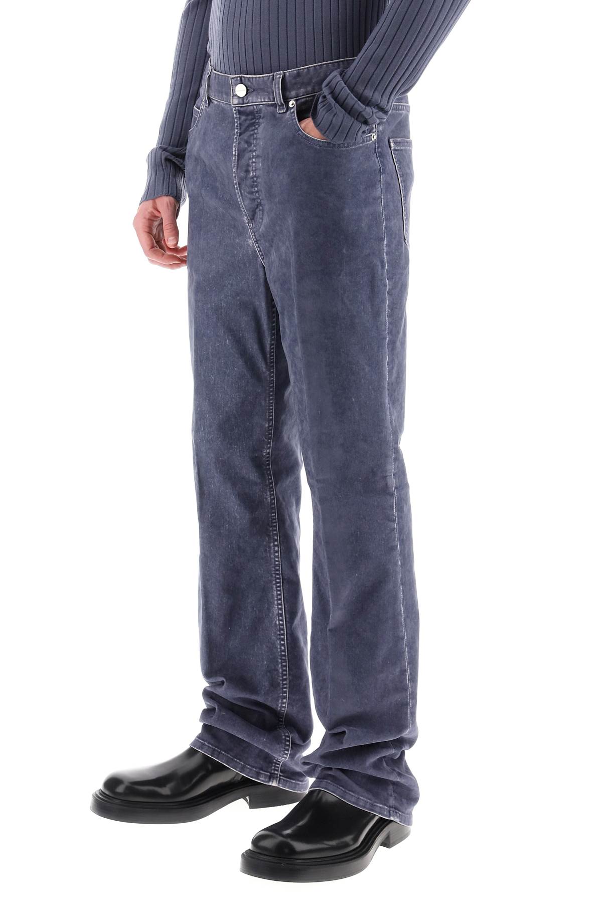 Shop Ferragamo Velvet Five-pocket Pants In Light Blue