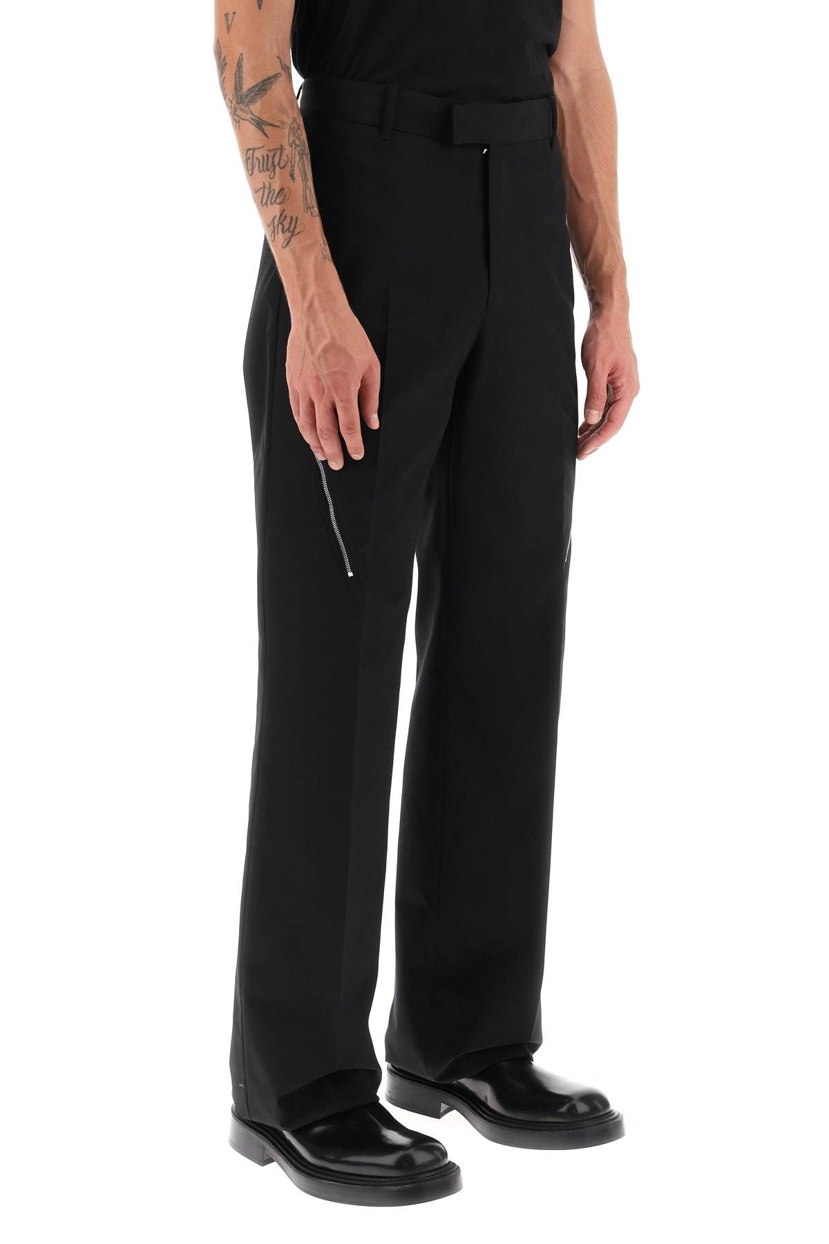 Shop Ferragamo Pants With Contrasting Inserts In Black