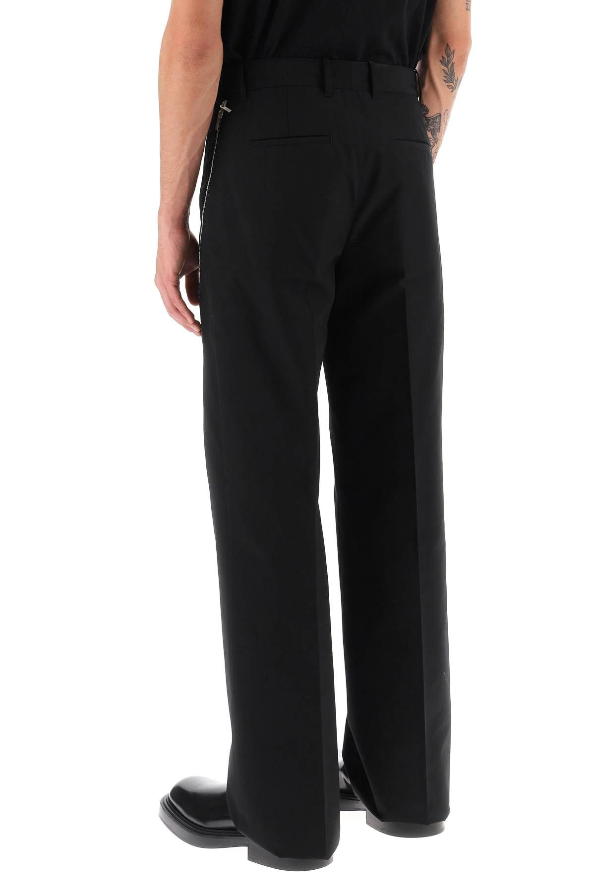 Shop Ferragamo Pants With Contrasting Inserts In Black
