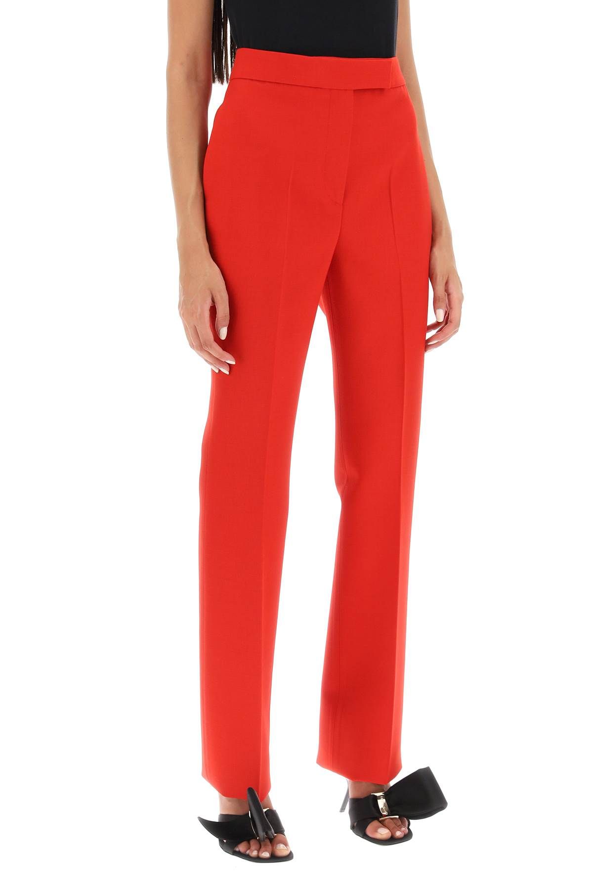 Shop Ferragamo Wool Natté Cigarette Pants In Red