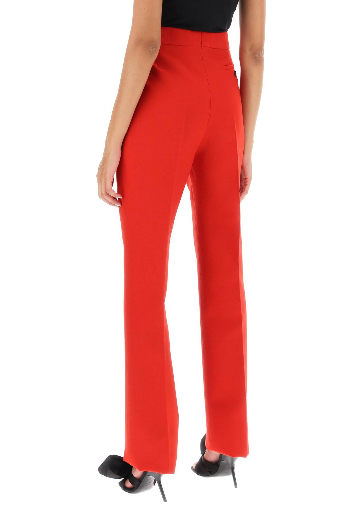 Shop Ferragamo Wool Natté Cigarette Pants In Red