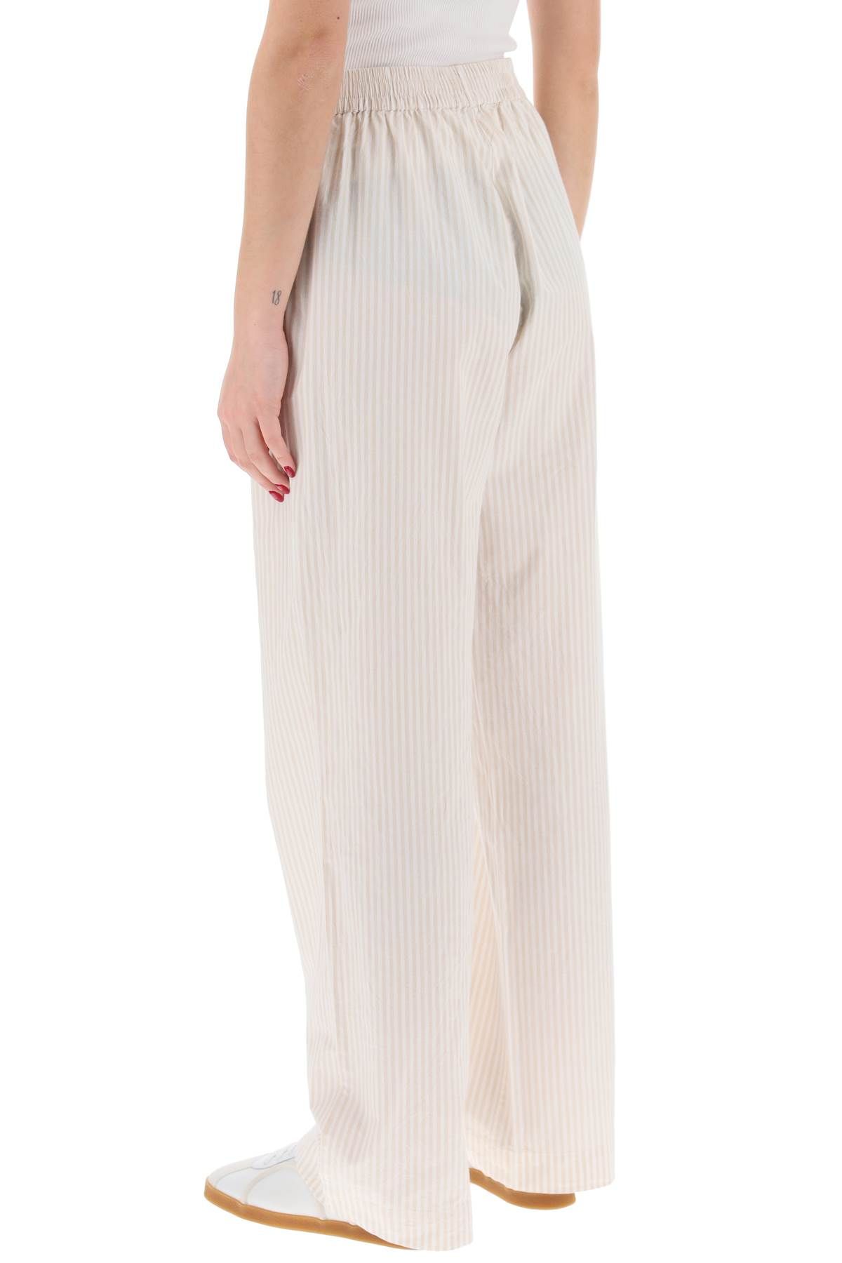 Shop Skall Studio "organic Cotton Striped Claudia Pants" In Beige,white
