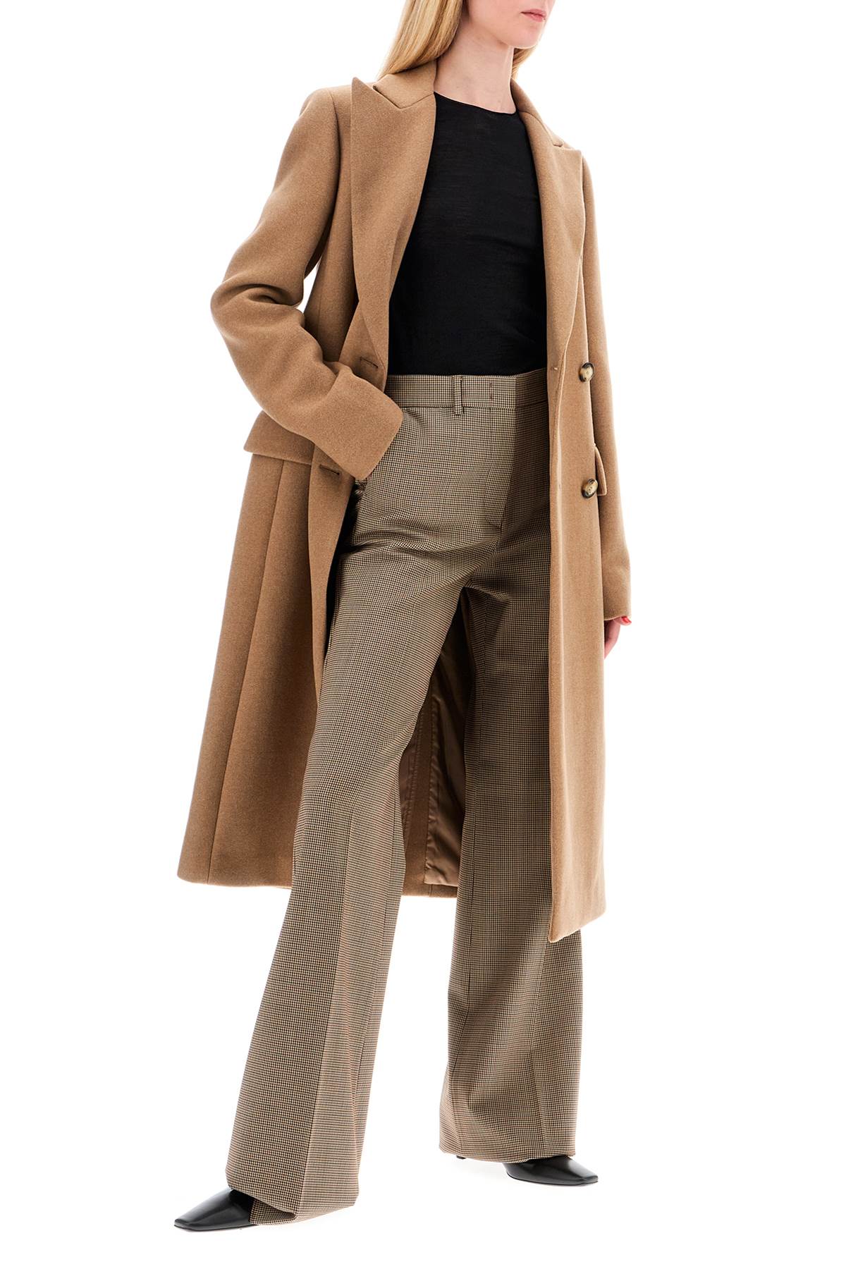 Shop Sportmax 'teso' Flared Pants In Pied De In Beige