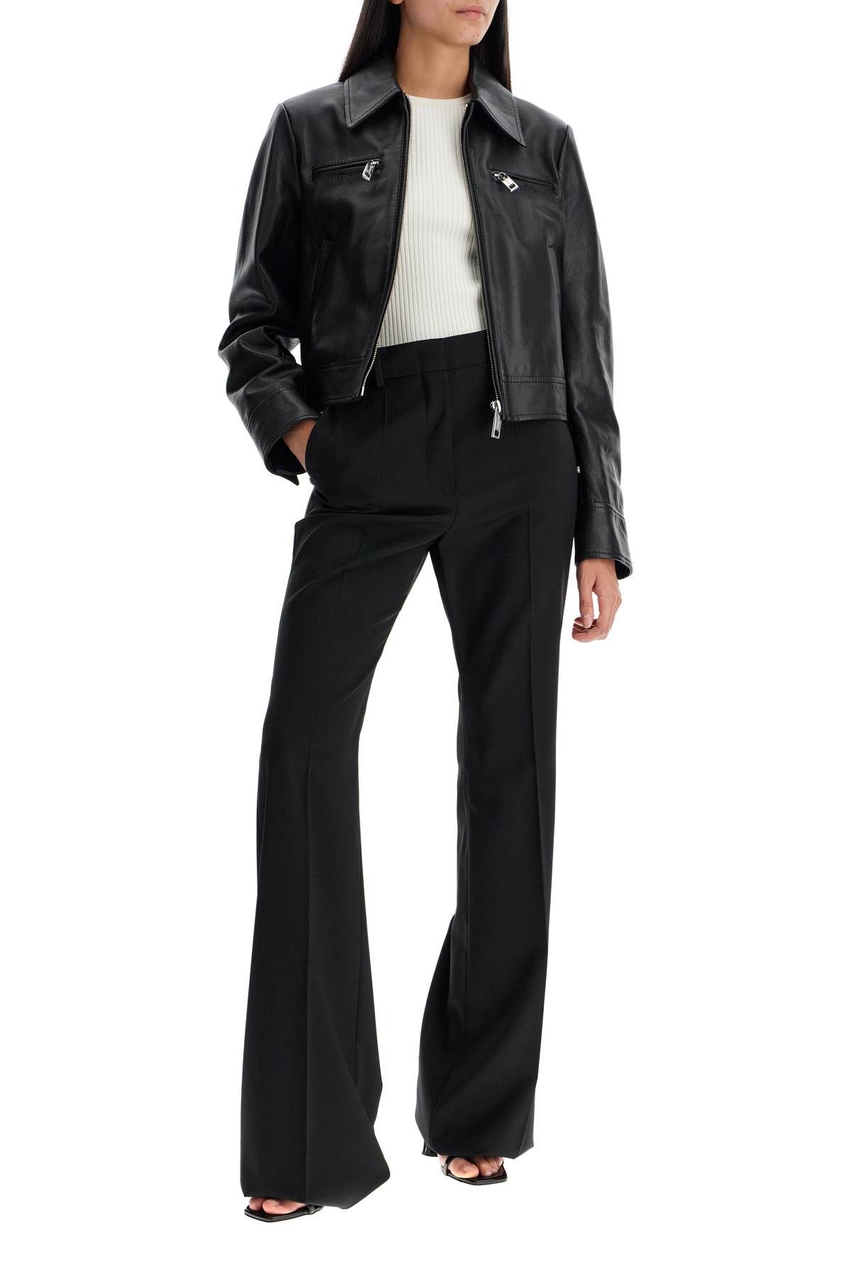 SPORTMAX FLARED WOOL STRETCH PANTS 