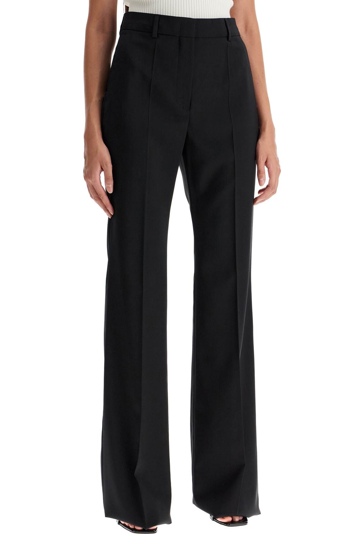 SPORTMAX FLARED WOOL STRETCH PANTS 