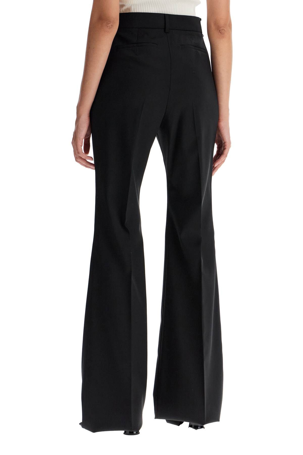 SPORTMAX FLARED WOOL STRETCH PANTS 