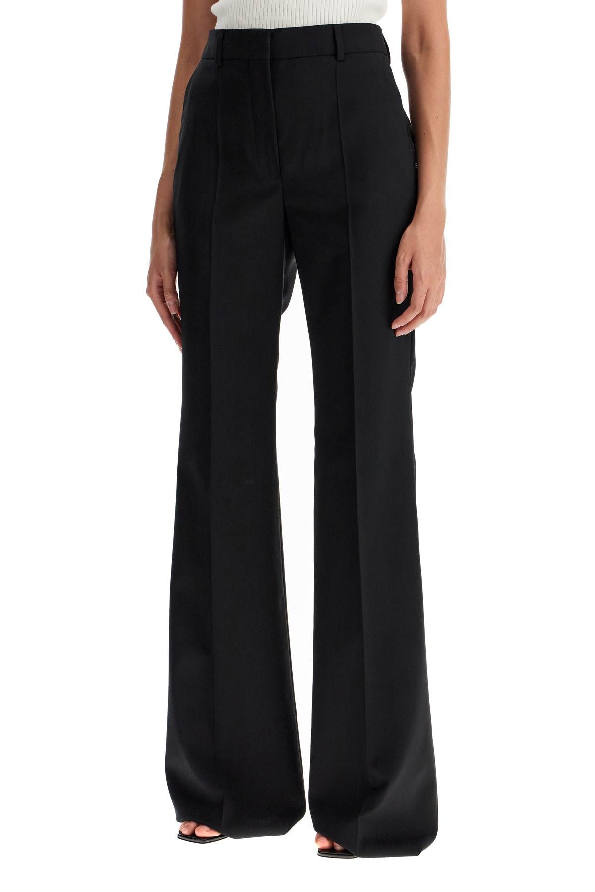 SPORTMAX FLARED WOOL STRETCH PANTS 