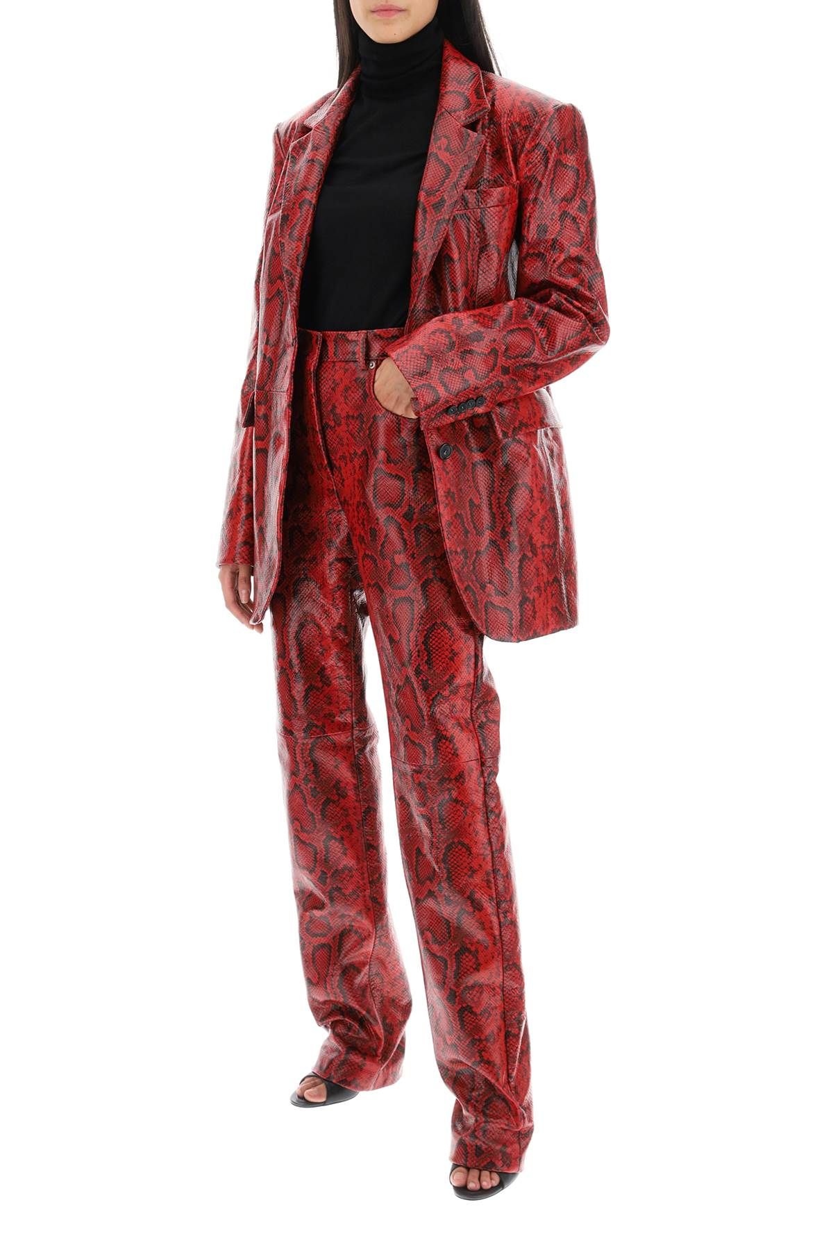 Shop Sportmax Abete Python Print Leather Pants In Red