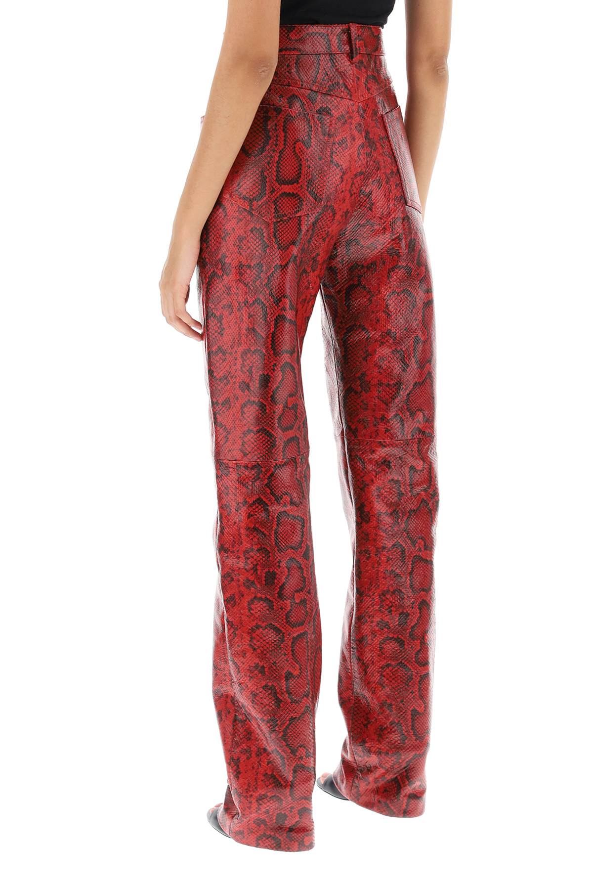 Shop Sportmax Abete Python Print Leather Pants In Red