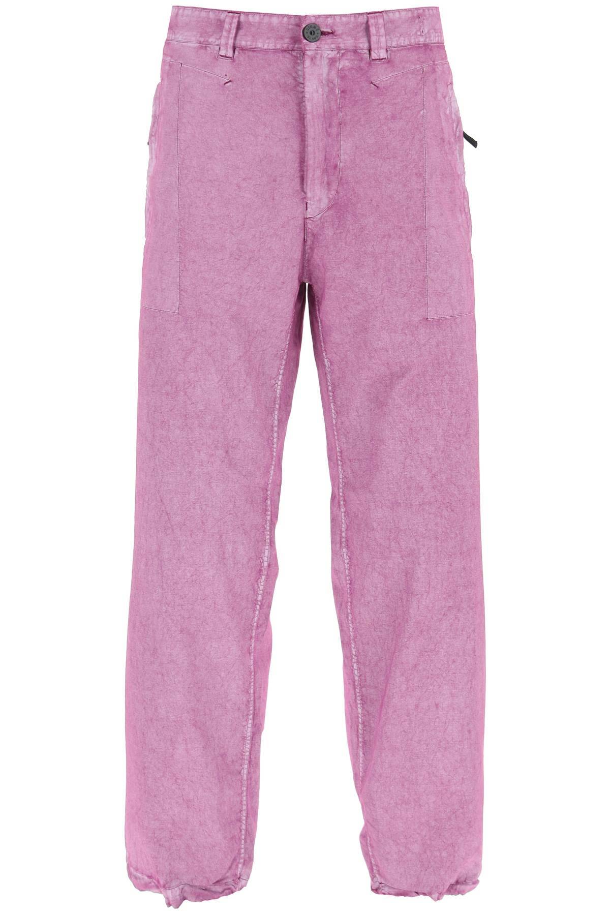Stone Island Garment-dyed Cotton Utility Trousers With Wide Leg In Purple