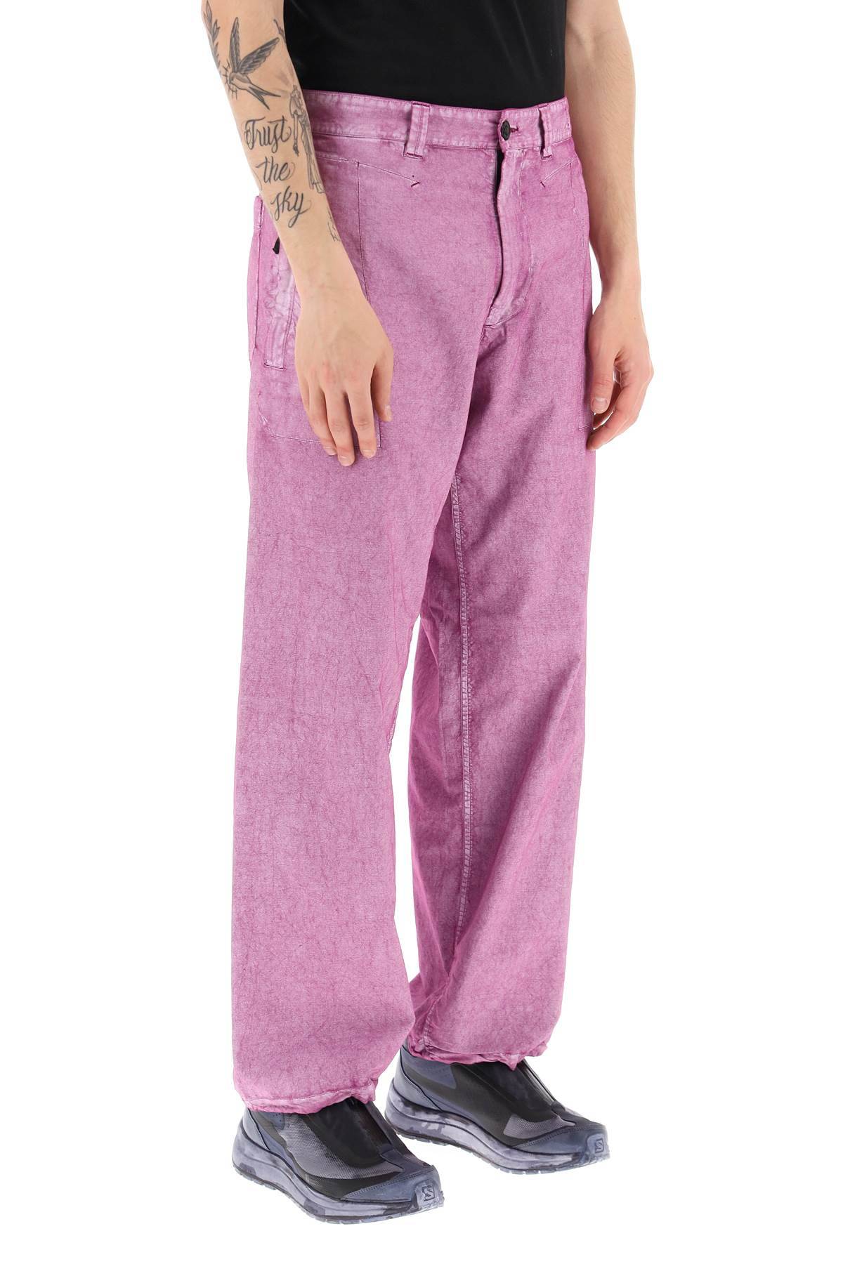 Shop Stone Island Garment-dyed Cotton Utility Pants With Wide Leg In Purple
