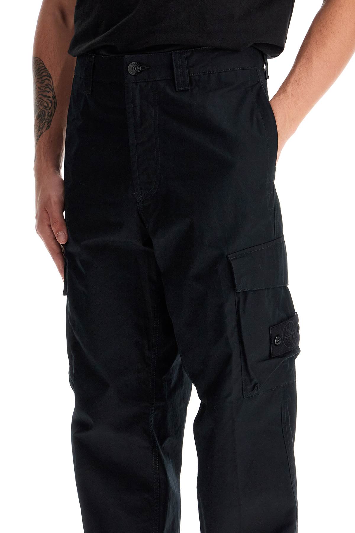 Shop Stone Island "cotton Ghost Cargo Pants For Men In Black