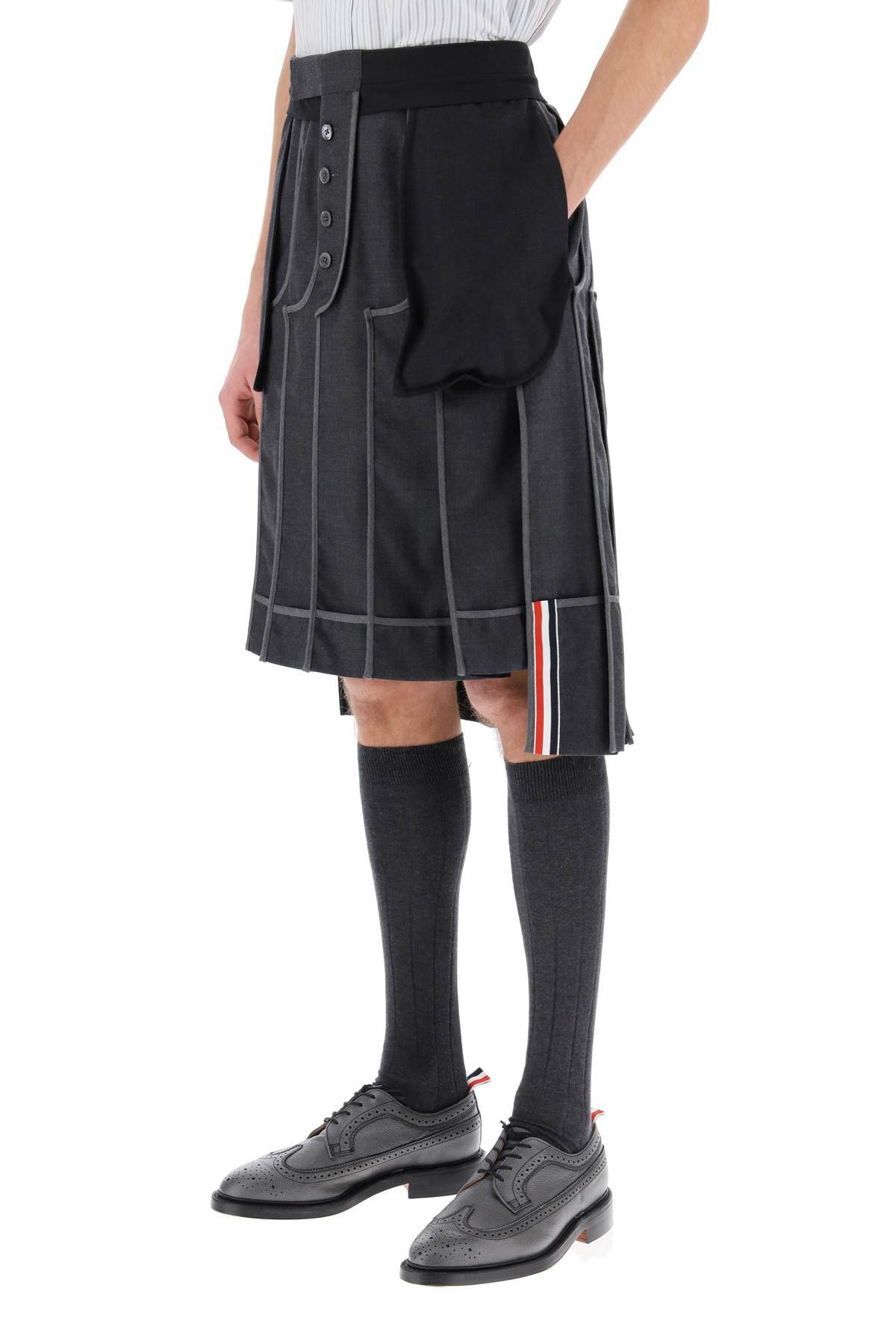 Shop Thom Browne Inside-out Pleated Skirt In Grey