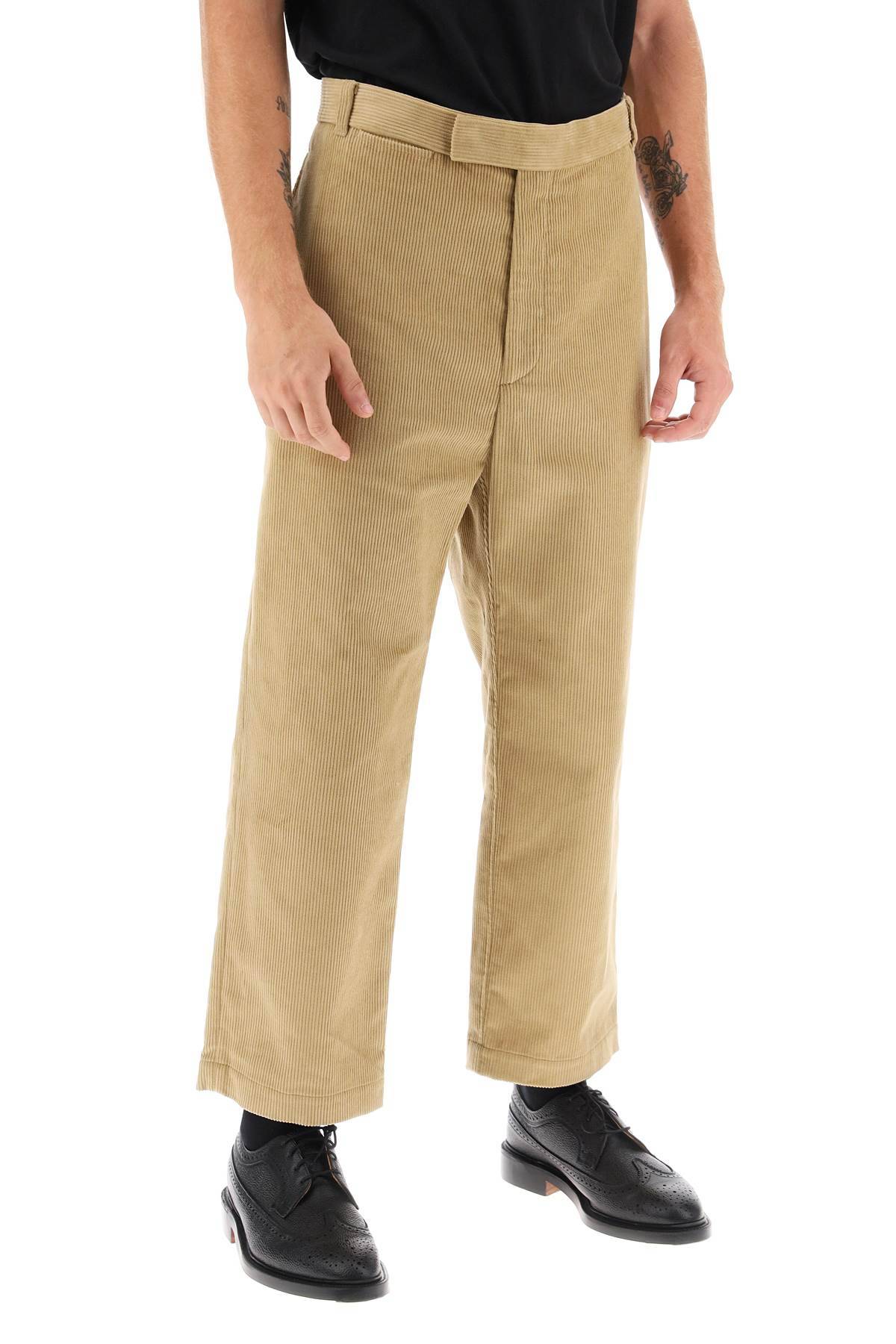 Shop Thom Browne Cropped Pants In Corduroy In Beige