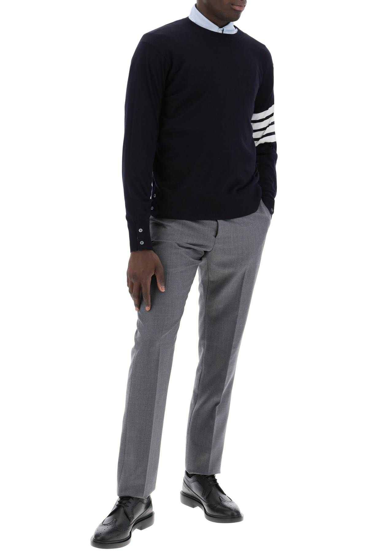 Shop Thom Browne Classic Twill Trousers For Men In Grey