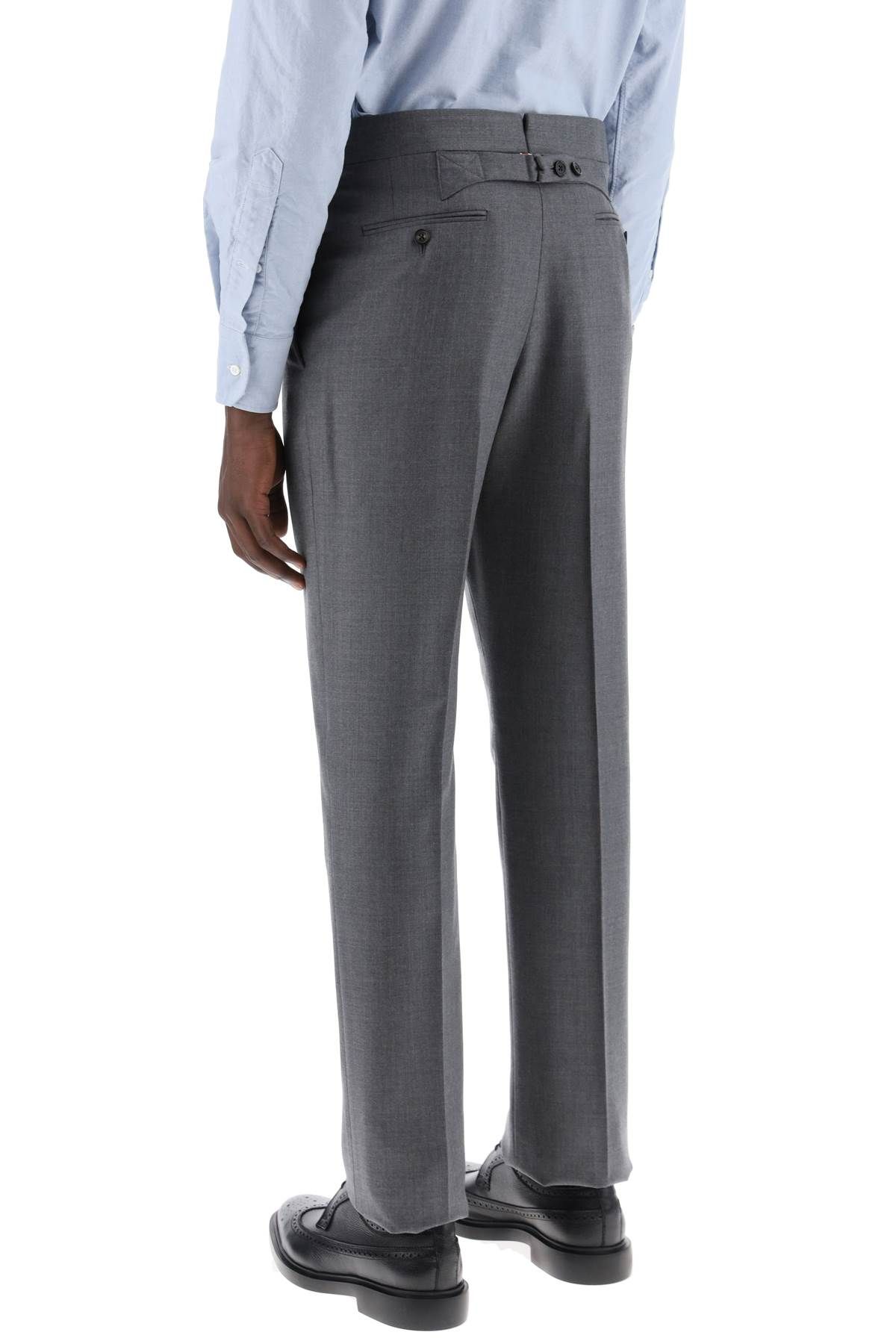 Shop Thom Browne Classic Twill Trousers For Men In Grey