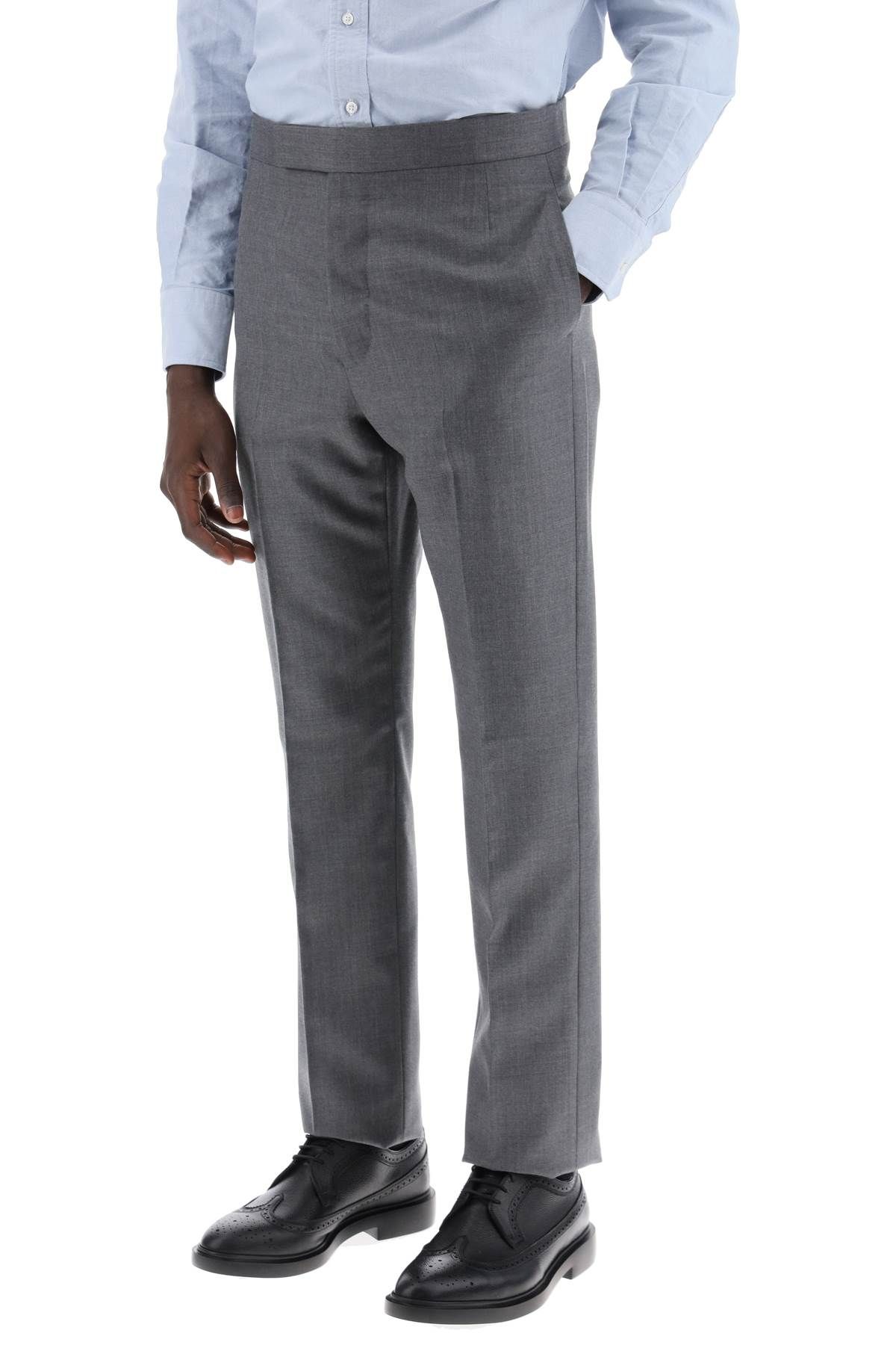 Shop Thom Browne Classic Twill Trousers For Men In Grey