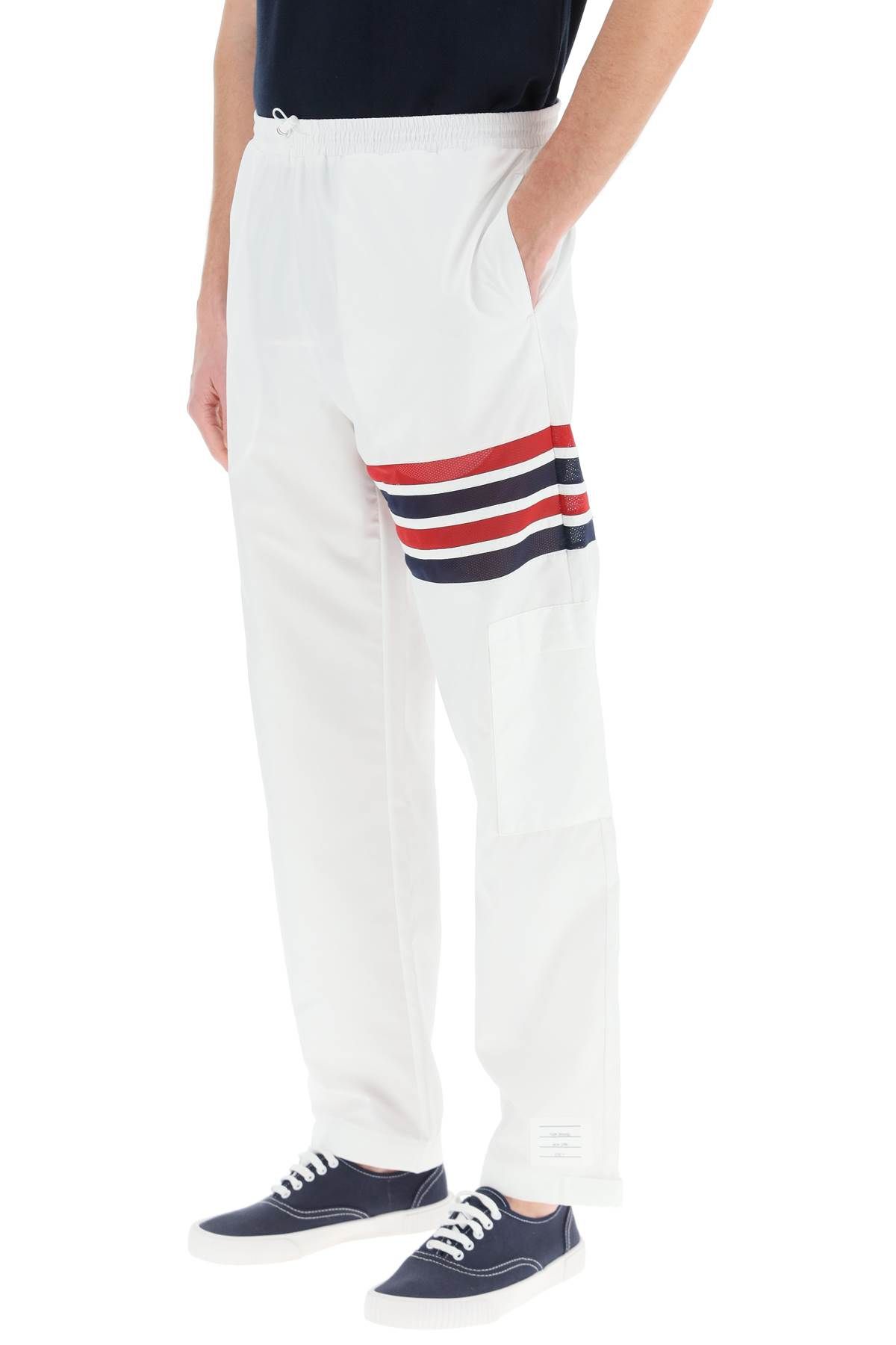 Shop Thom Browne 4bar Ripstop Pants In White