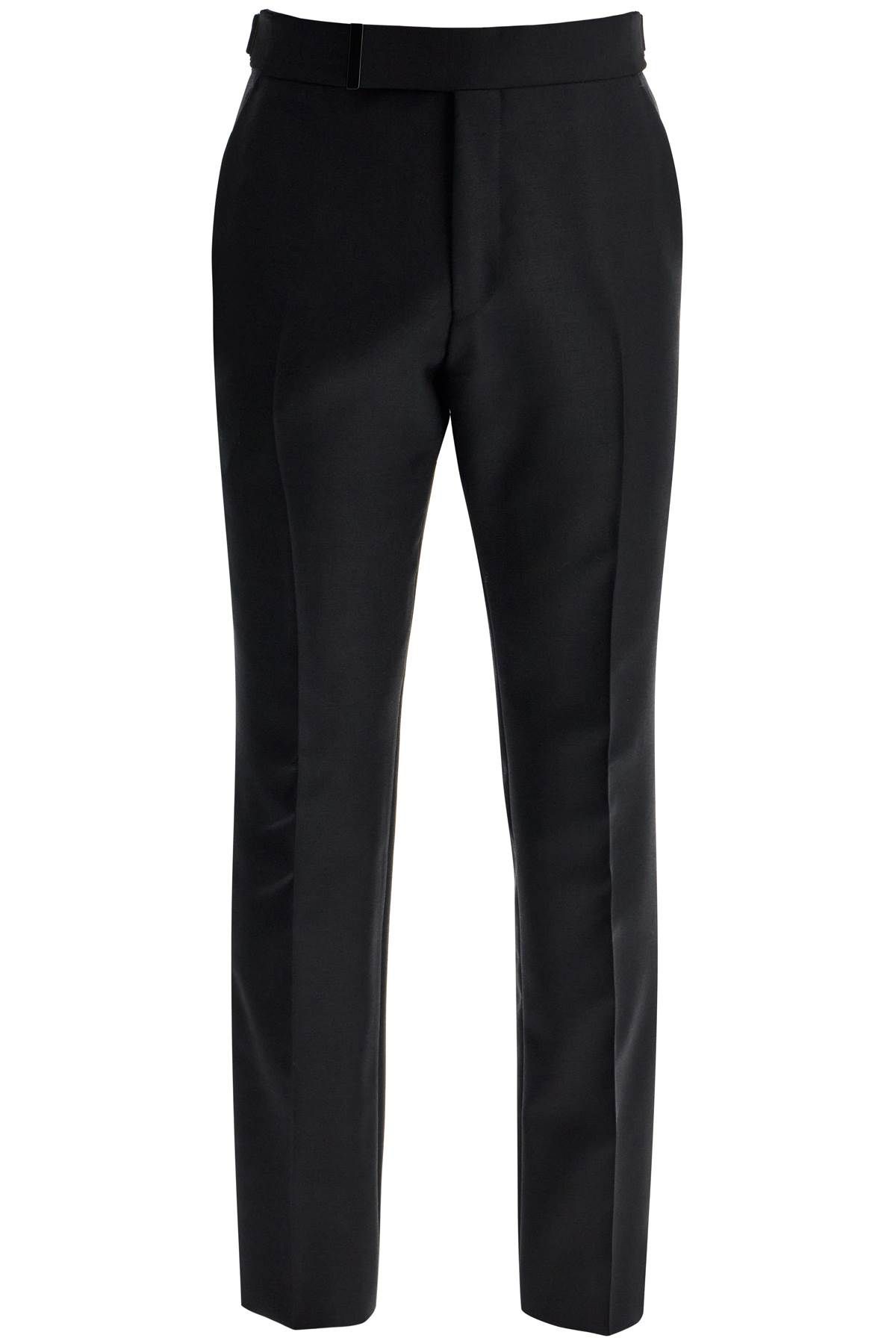 Shop Tom Ford Tailored Wool And Mohair Trousers In Black