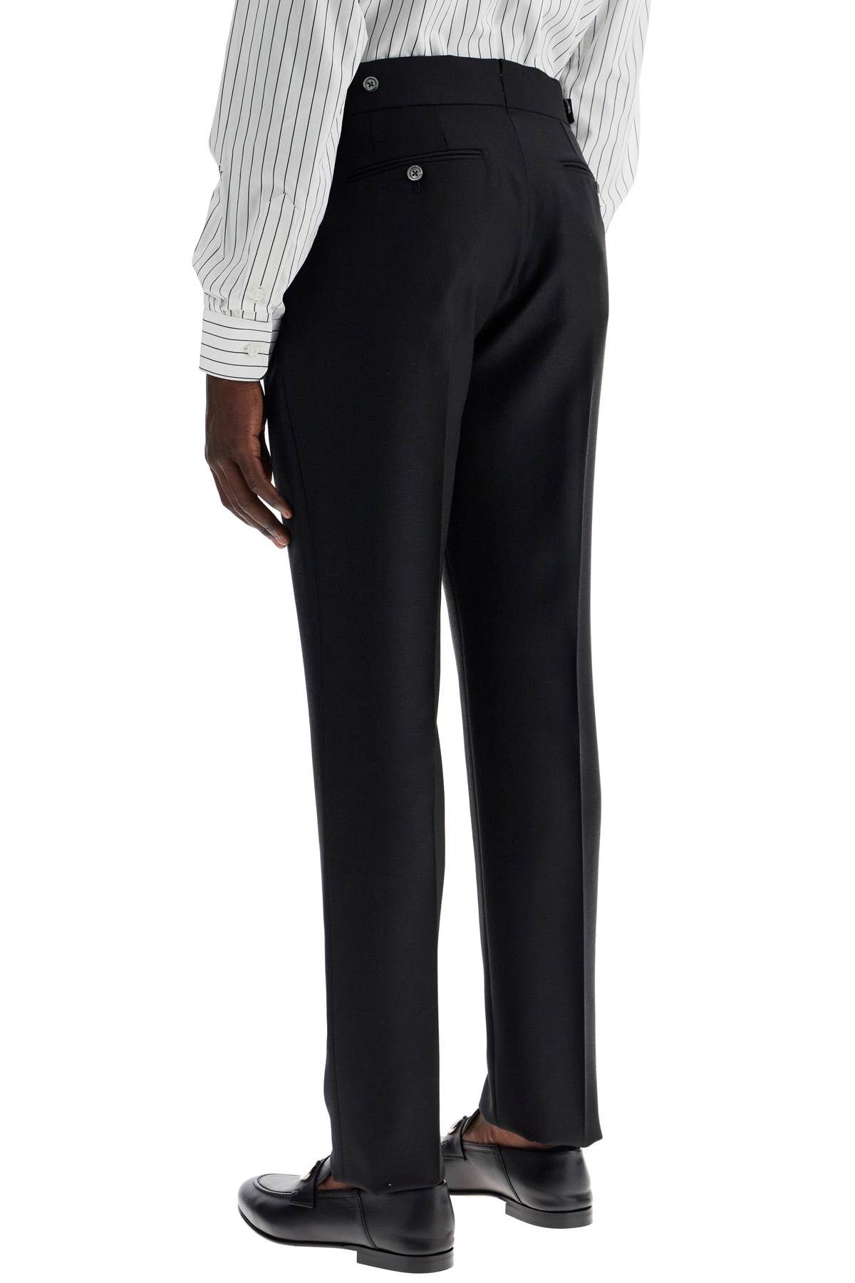 Shop Tom Ford Tailored Wool And Mohair Trousers In Black