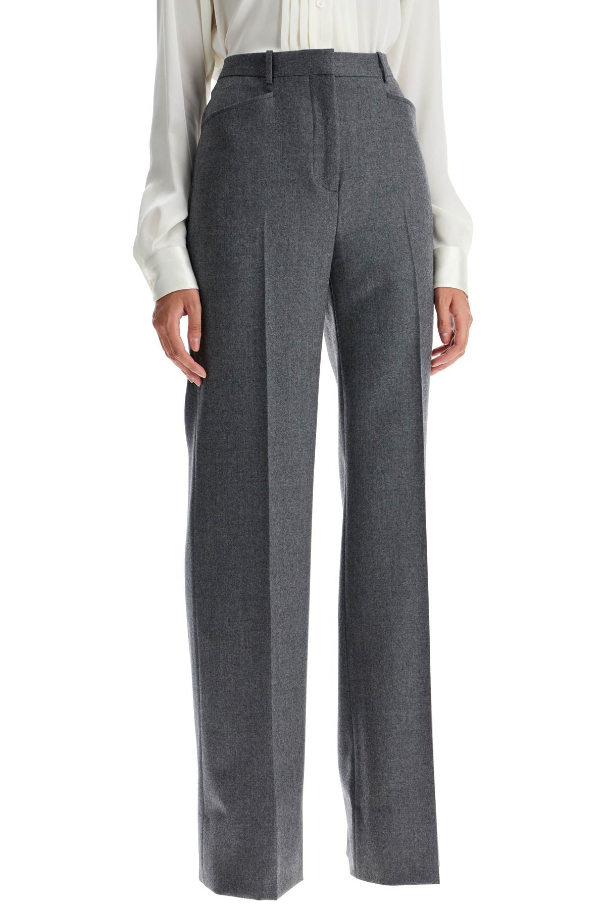 Shop Tom Ford Flannel Bootcut Pants In In Grey